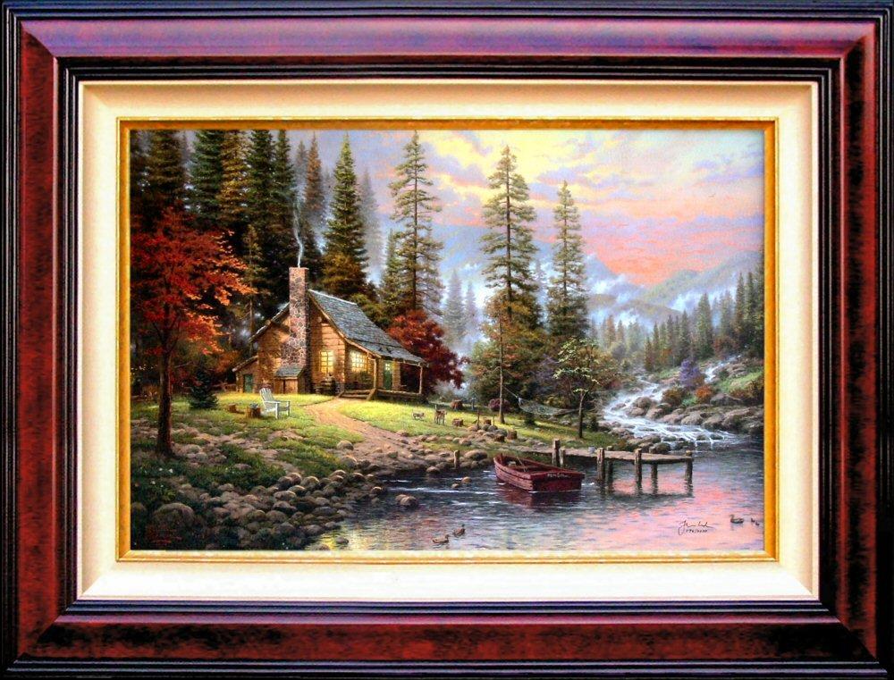 Thomas Kinkade Peaceful Retreat Thomas Kinkade Framed 12x18 Classic Canvas (Burl)