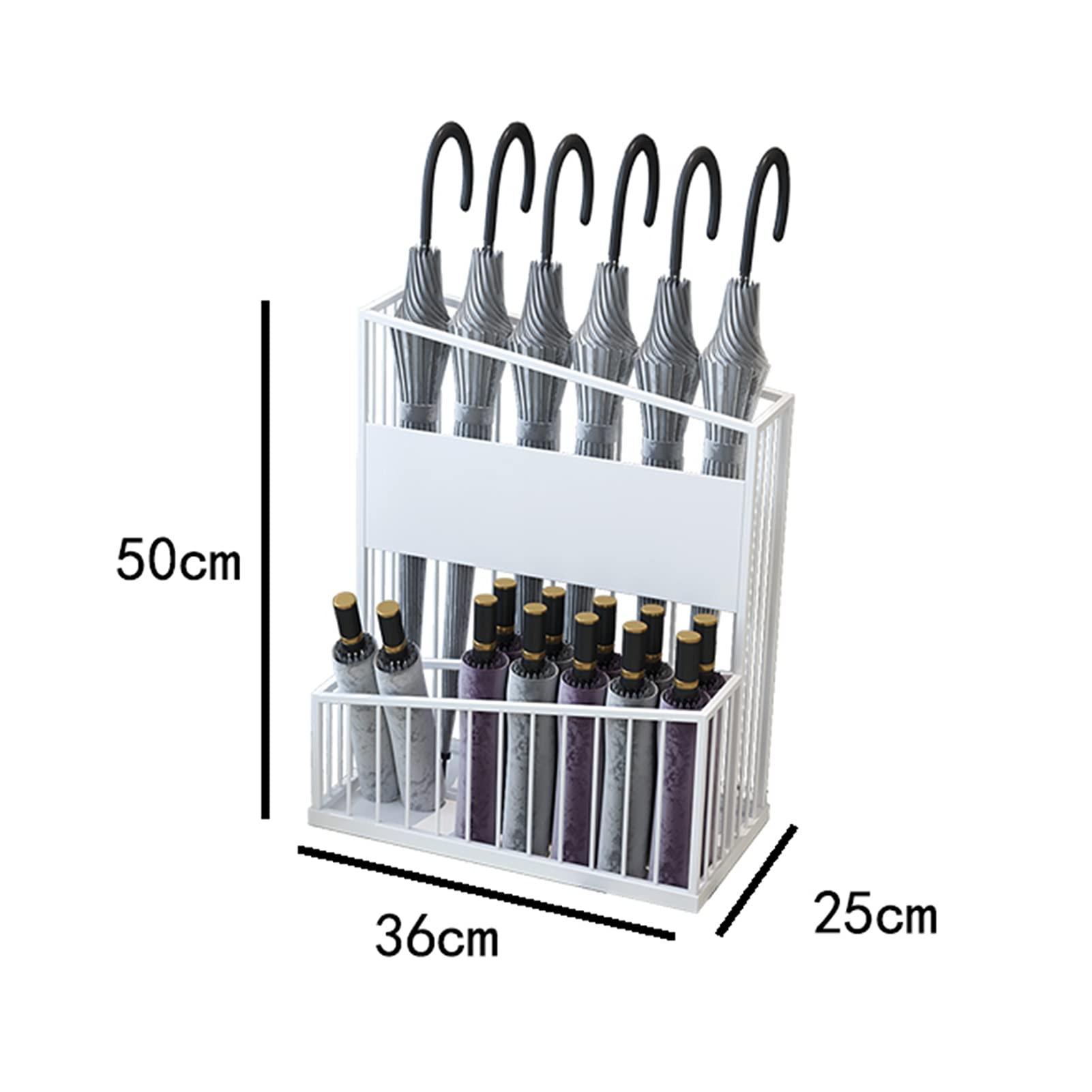 HUAHUA Umbrella Rack Hua Large-Capacity Umbrella Stand Metal Umbrella Bucket, Modern White Umbrella Storage Rack, Suitable for Home Business Hotels, 36x25x50cm