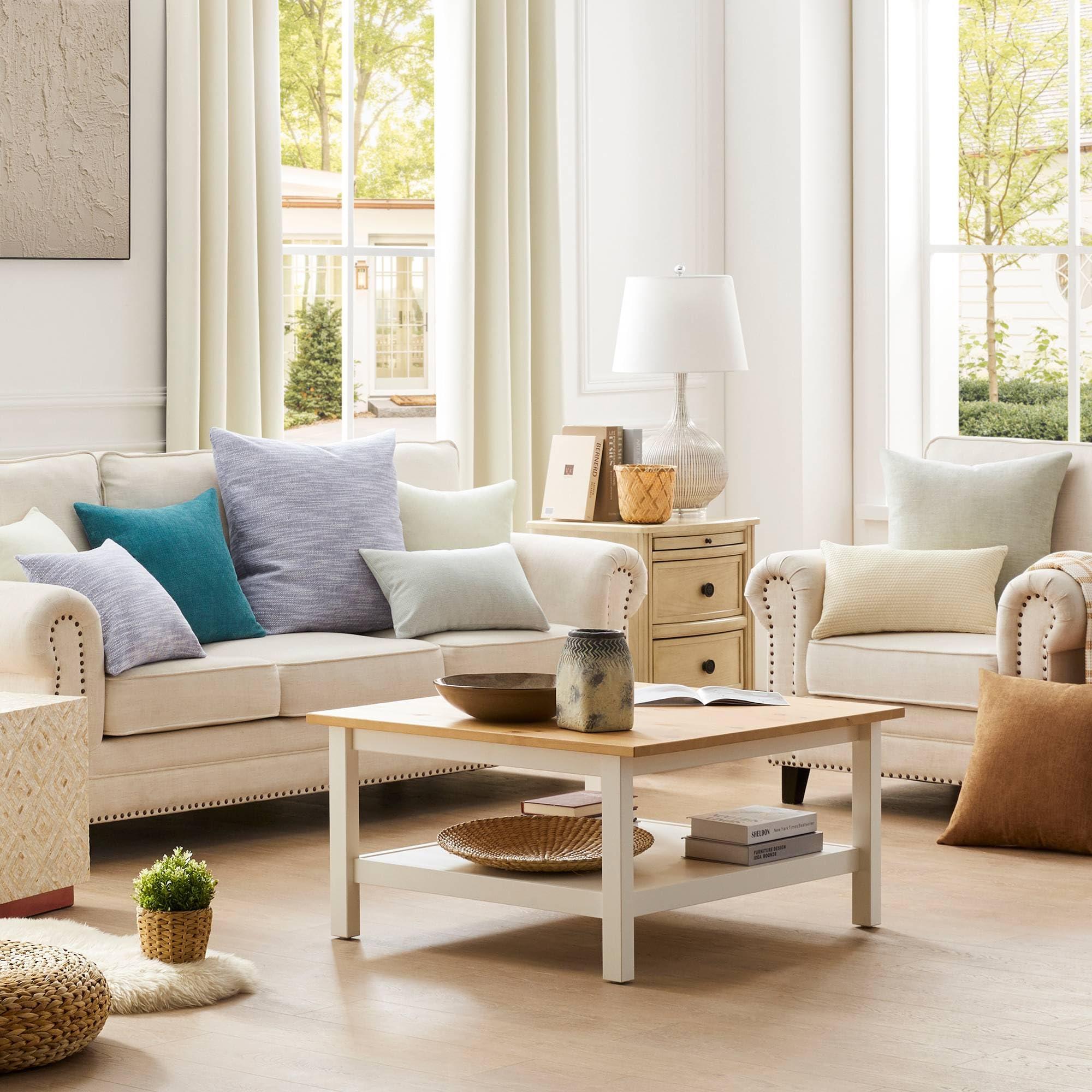 puredown puredown Feather Throw Pillow Inserts 22 x 22 (Pack of 2, White), Big Throw Pillows for Floor, Couch, Bed, Machine Washable