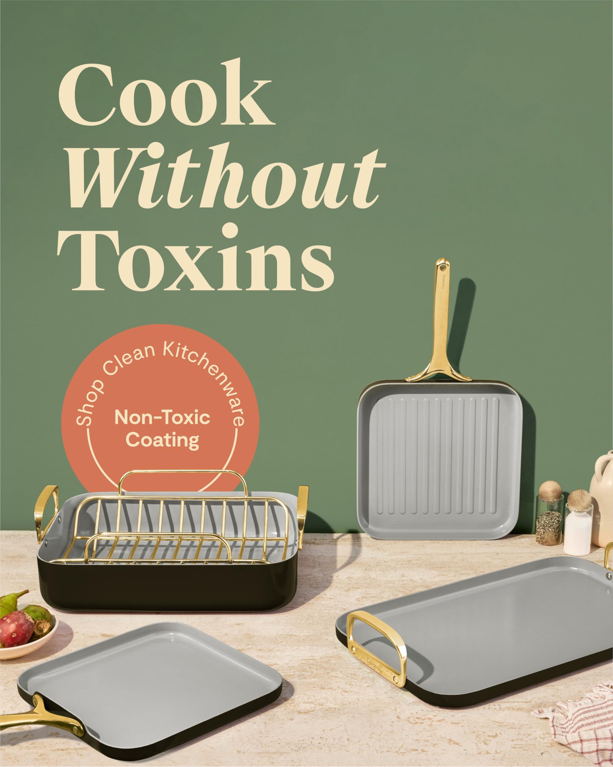 Caraway Caraway Square Cookware Set - Square Pans Set - Perfect for Griddling, Toasting, Searing, Roasting, and More - Non-Stick Ceramic Coated Pans - Non Toxic, PTFE & PFOA Free - Black