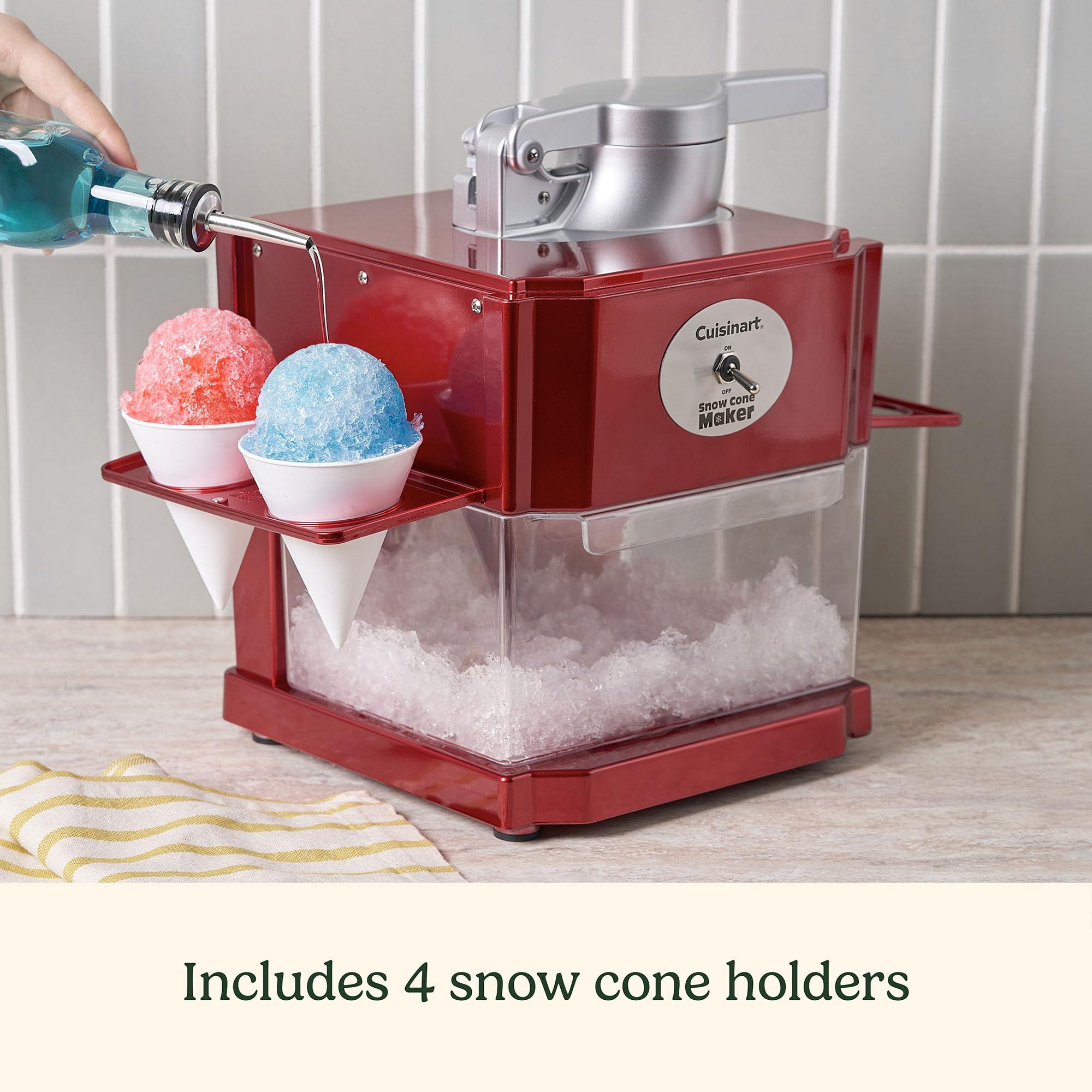 Cuisinart Cuisinart Snow Cone Machine - Makes 5 Icy Cones for Slushies & Frozen Drinks - Includes Reusable & Paper Cones, Red, SCM-10P1