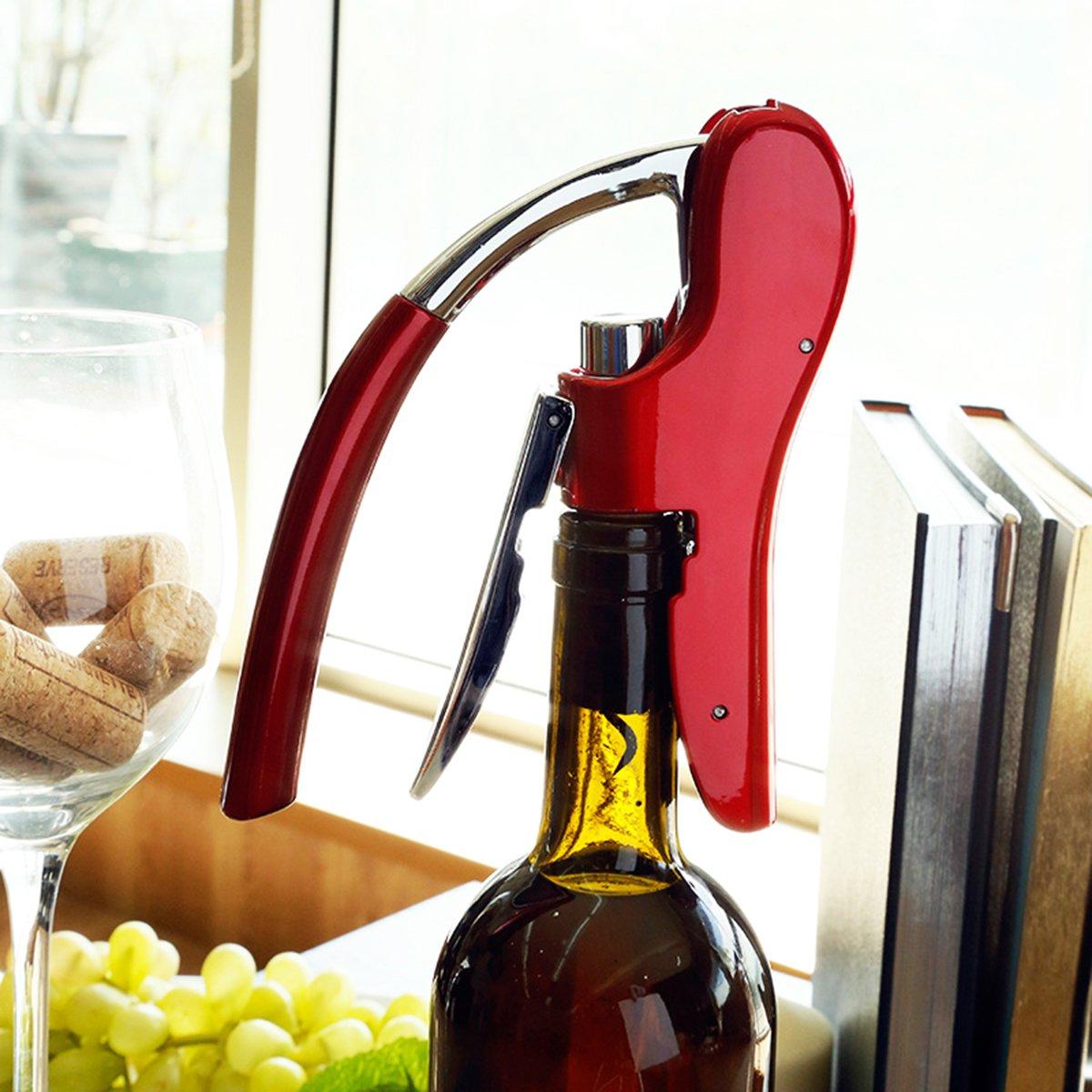 KAYCROWN KAYCROWN Wine Bottle Opener, Vertical Lever Corkscrew with Built in Foil Cutter Design, Manual Handheld Corkscrew with Ergonomic Lever Pump
