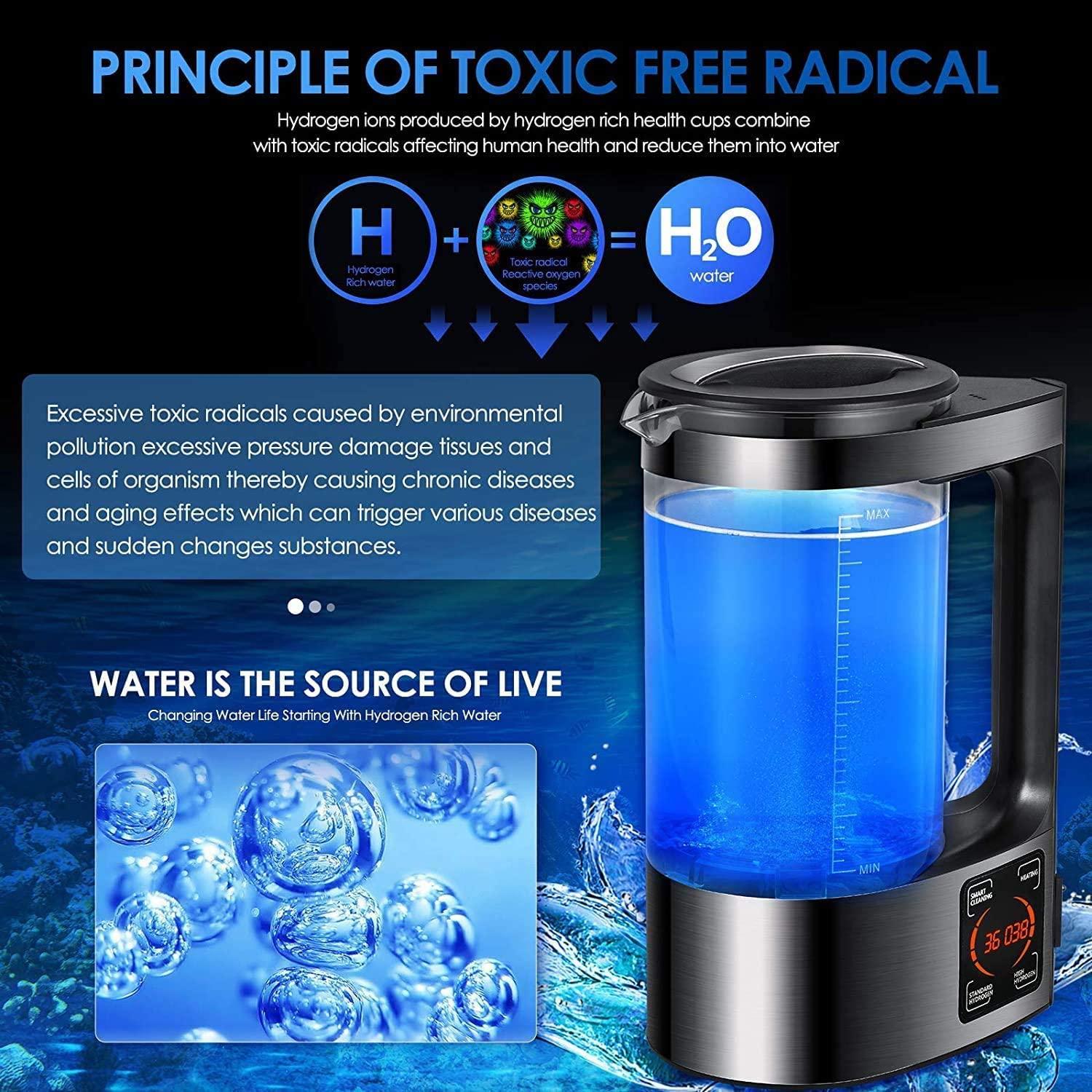 BDYING [Upgraded Version] BDYING Hydrogen Water Generator with New SPE and PEM Technology,2L Large Capacity Hydrogen Alkaline Water Pitcher Maker Machine,Make Hydrogen Content up to 1500 PPB