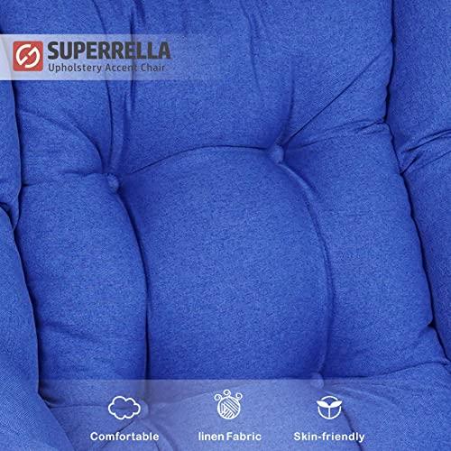 Superrella Superrella Modern Soft Accent Chair Living Room Upholstered Single Armchair High Back Lazy Sofa (Navy)