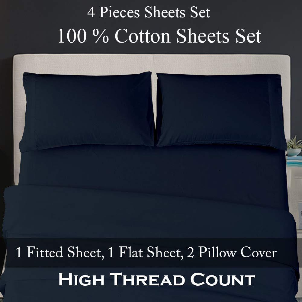 Sticky cotton Bunk Bed Sheets for Rv Eastern King (76 x 80) Mattress, 400 Thread Count 100% Egyptian Cotton Rv Mattress Sheets Rv Eastern King Sheets 10-15\" Deep Pocket King Rv Sheets Set 4 PCs Navy Blue Solid
