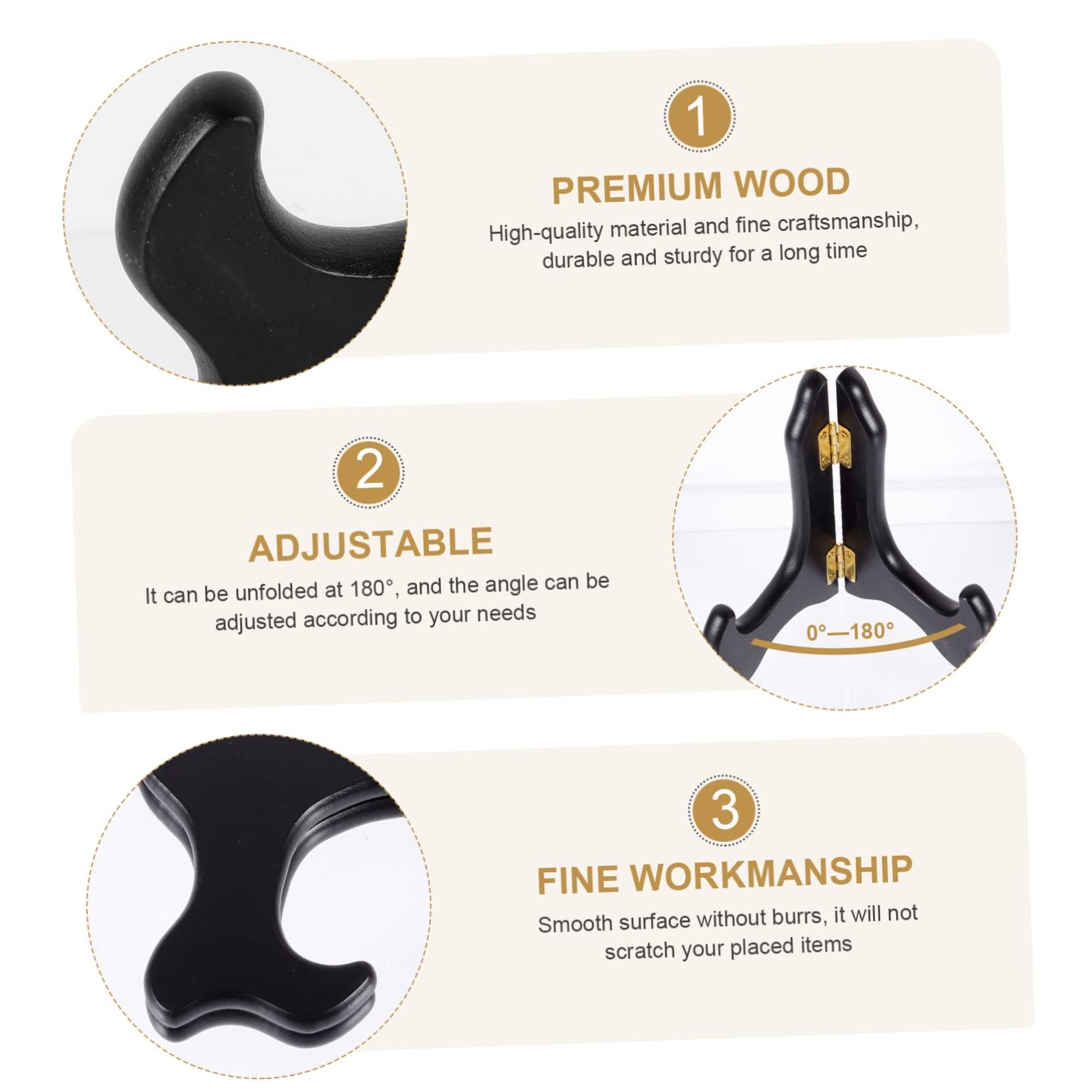 ULDIGI ULDIGI 5 Inches Wooden Plate Holder Display Stand Multi-Use Rack for Collector Books Plaques Awards 180Adjustable