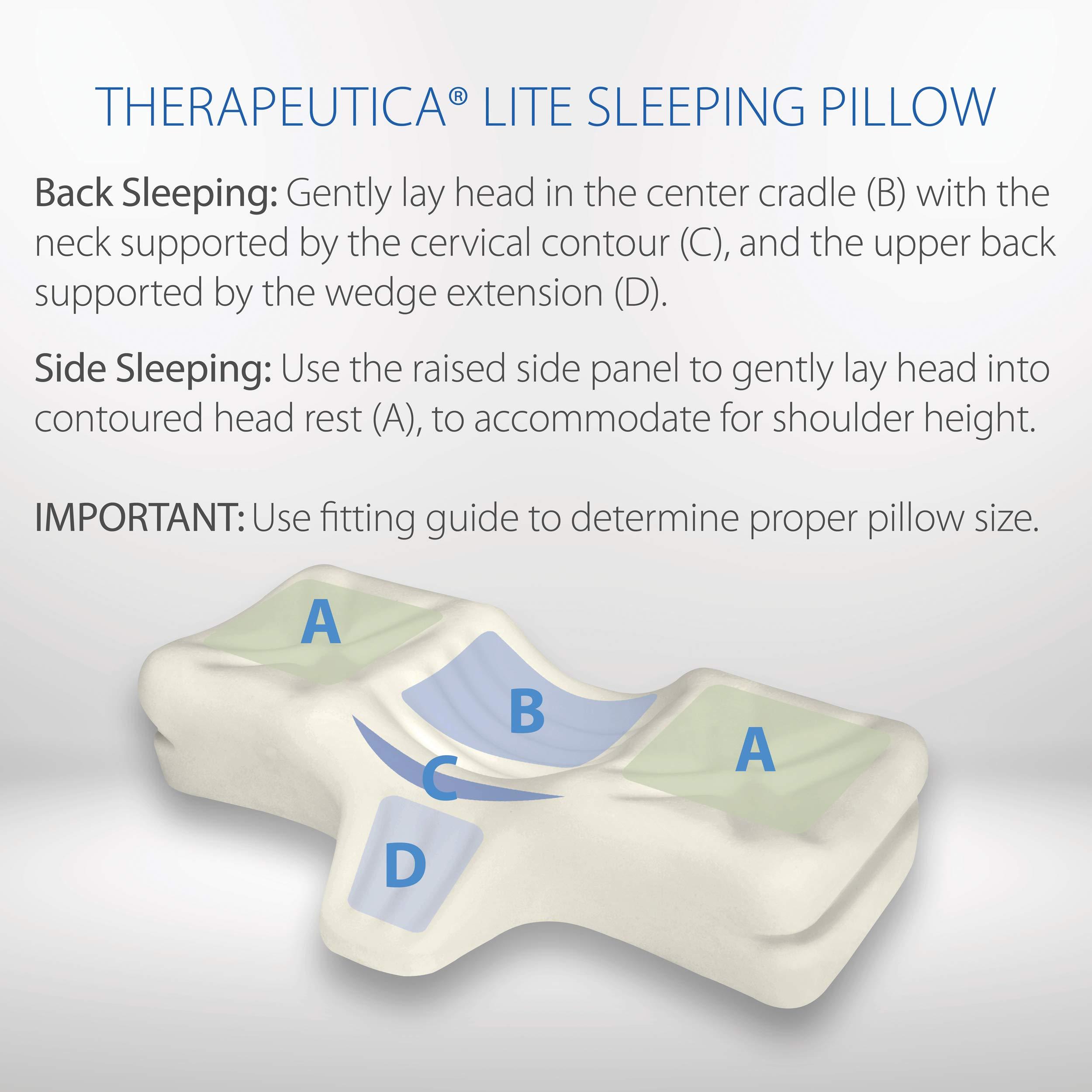 Therapeutica Therapeutica Lite Cervical Orthopedic Foam Sleeping Pillow; for Neck, Shoulder, and Back Pain Relief; Helps Spinal Alignment; Back and Side Sleeping, Medium Firm - Petite