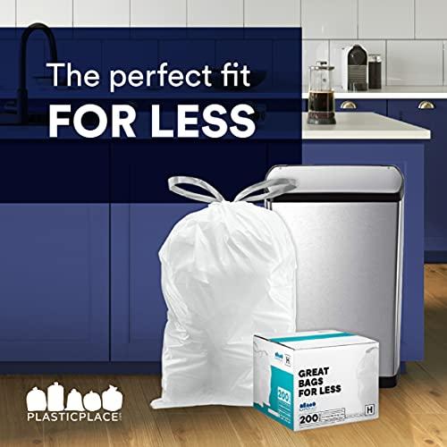 Plasticplace Plasticplace Custom Fit Trash Bags, Compatible with simplehuman Code U (100 Count) White Drawstring Garbage Liners 14.5-21 Gallon/ 55-80 Liter 26.5\" x 32\"