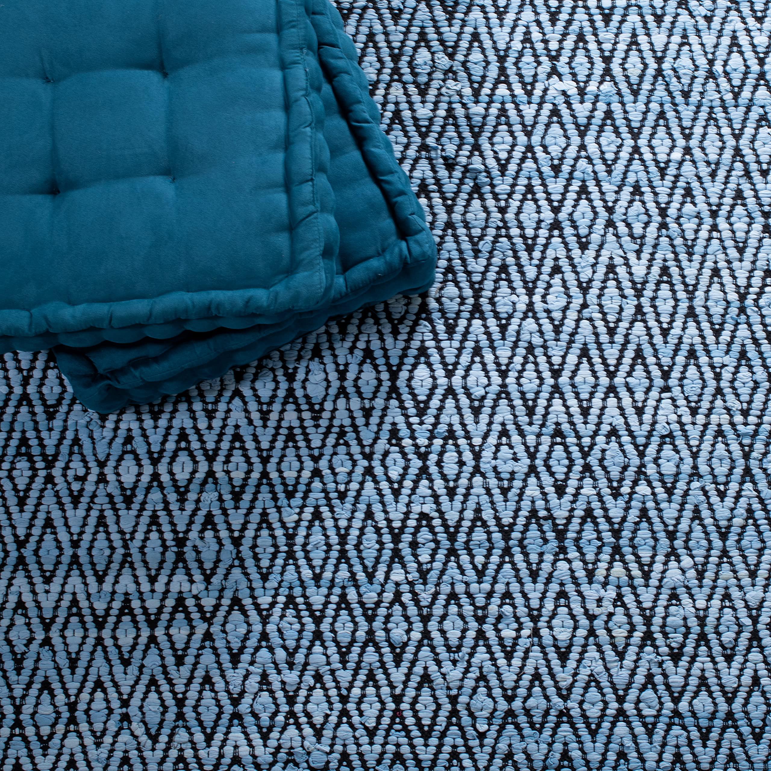 Safavieh SAFAVIEH Montauk Collection Area Rug - 8' x 10', Green & Black, Handmade Cotton, Ideal for High Traffic Areas in Living Room, Bedroom (MTK621Y)