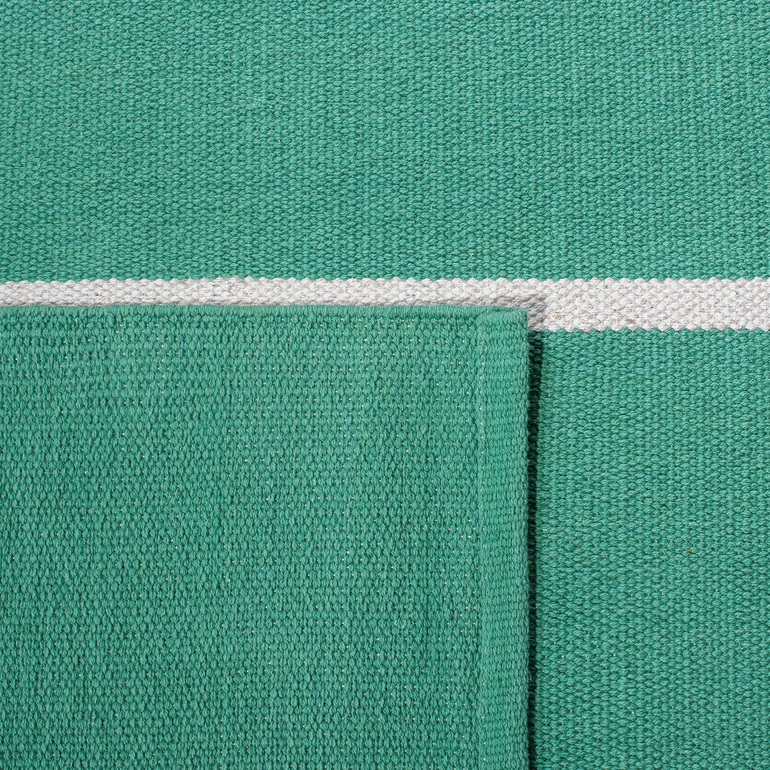 Safavieh SAFAVIEH Montauk Collection Area Rug - 6' x 9', Dark Green & Ivory, Handmade Flat Weave Boho Farmhouse Cotton Modern Stripe, Ideal for High Traffic Areas in Living Room, Bedroom (MTK311Y)