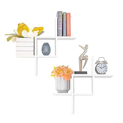 Greenco Greenco Criss Cross Intersecting Floating Shelf, Easy-To-Assemble Floating Wall Mount Shelves for Bedrooms and Living Rooms, Espresso Finish