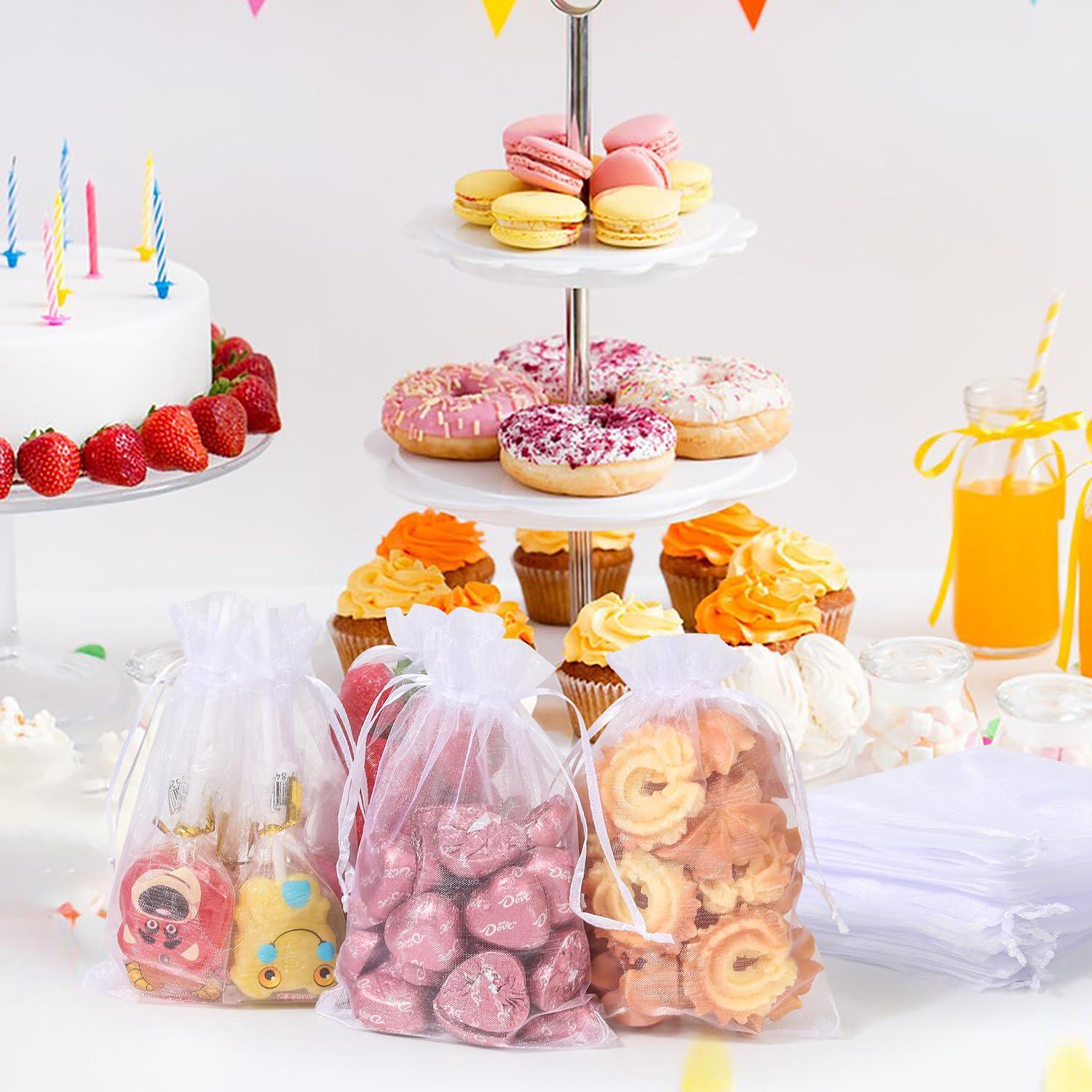 Hopttreely Hopttreely 100PCS Premium Sheer Organza Bags, White Wedding Favor Bags, 4x4.72 Jewelry Gift Bags for Party, Jewelry, Christmas, Festival, Bathroom Soaps, Makeup Organza, Wrapping Supplie