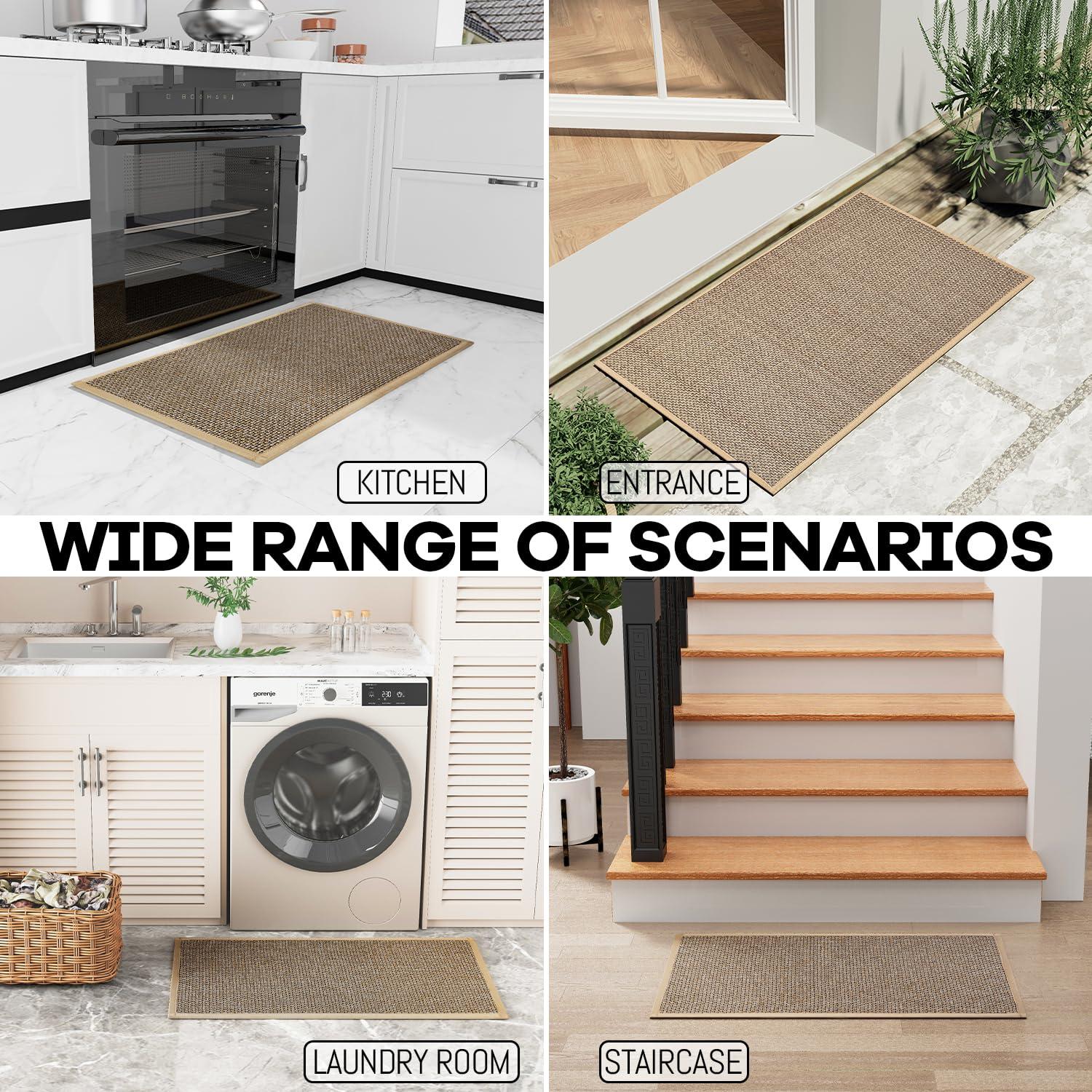 Hargiis Hargiis Kitchen Rug, Rubber Non Slip Kitchen Rugs Washable, Absorbent Runner Mat for Floor, Machine Washable Standing Mats for in Front of Sink, Door, Laundry, Entryway, Hallway (Brown, 36" 24")