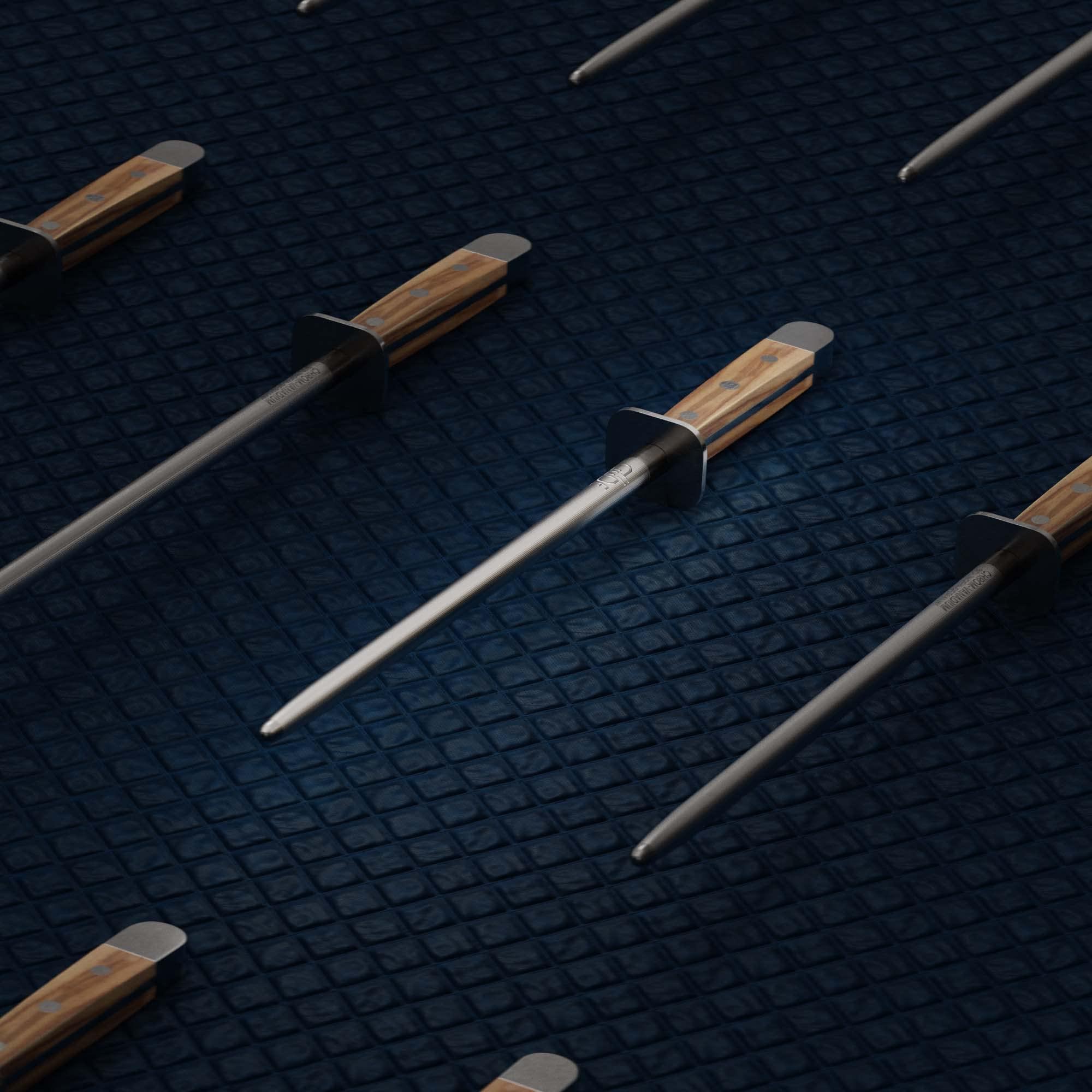 Güde Güde Alpha Olive Series Hand Forged Hand Sharpened Stainless Steel Olive-Wood Handle Sharpener, 10-Inch