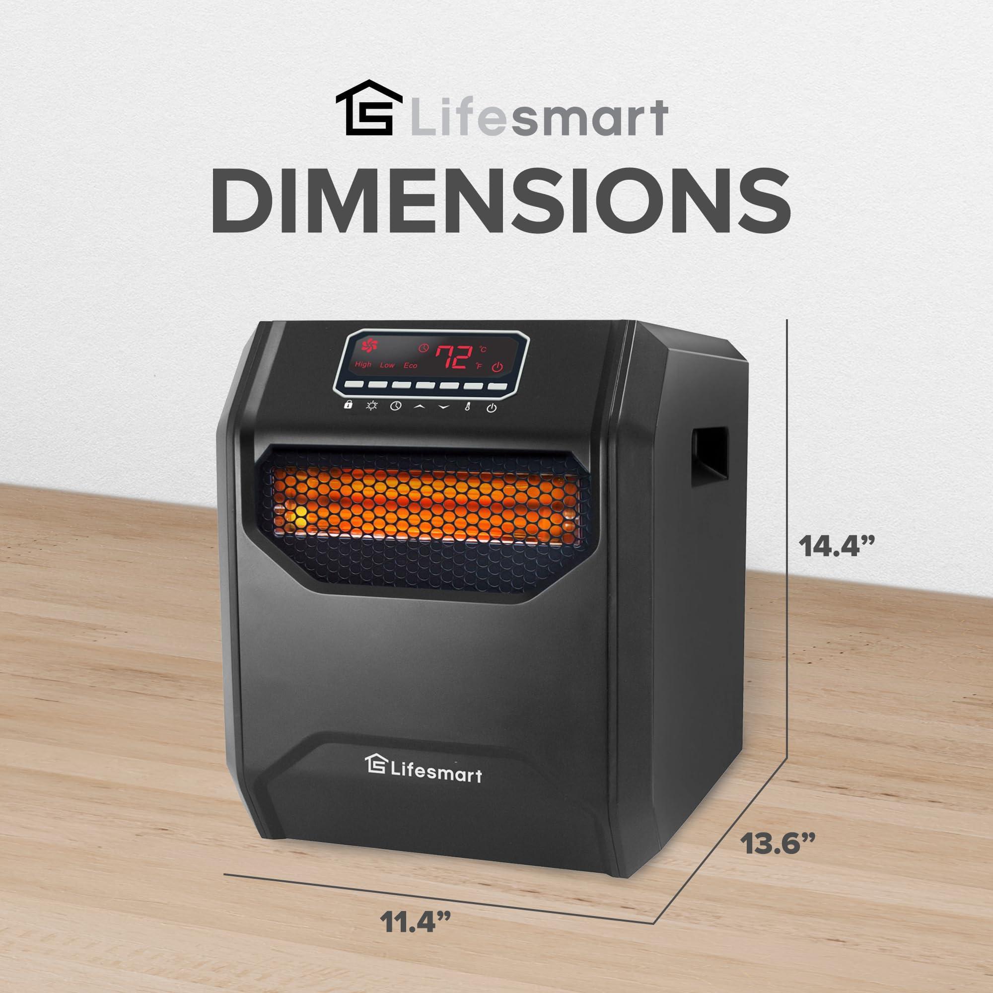 LIFESMART GLOBAL LifeSmart Infrared Space Heater, 1500 Watt w/ Remote and Digital Display, Black