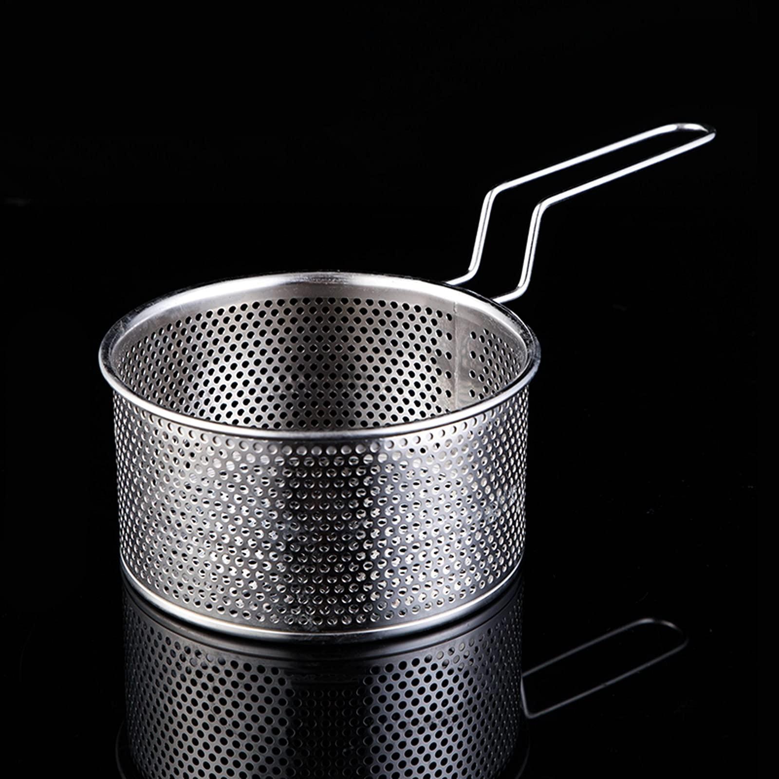 hanxiaoyishop Fryer Basket Round Frying Basket Stainless Steel Deep-fried French Fries Basket with Anti-scalding Handle for Restaurant, Home, Snack Bar Fry Basket (Size : Small)