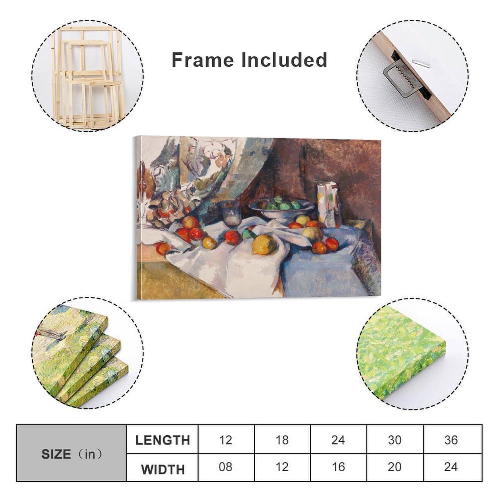 ZMLFJEA Paul Czanne,Still Life with Apples Poster Print for Teen Boys Room Wall Art Canvas Painting Print 24x36inch(60x90cm)