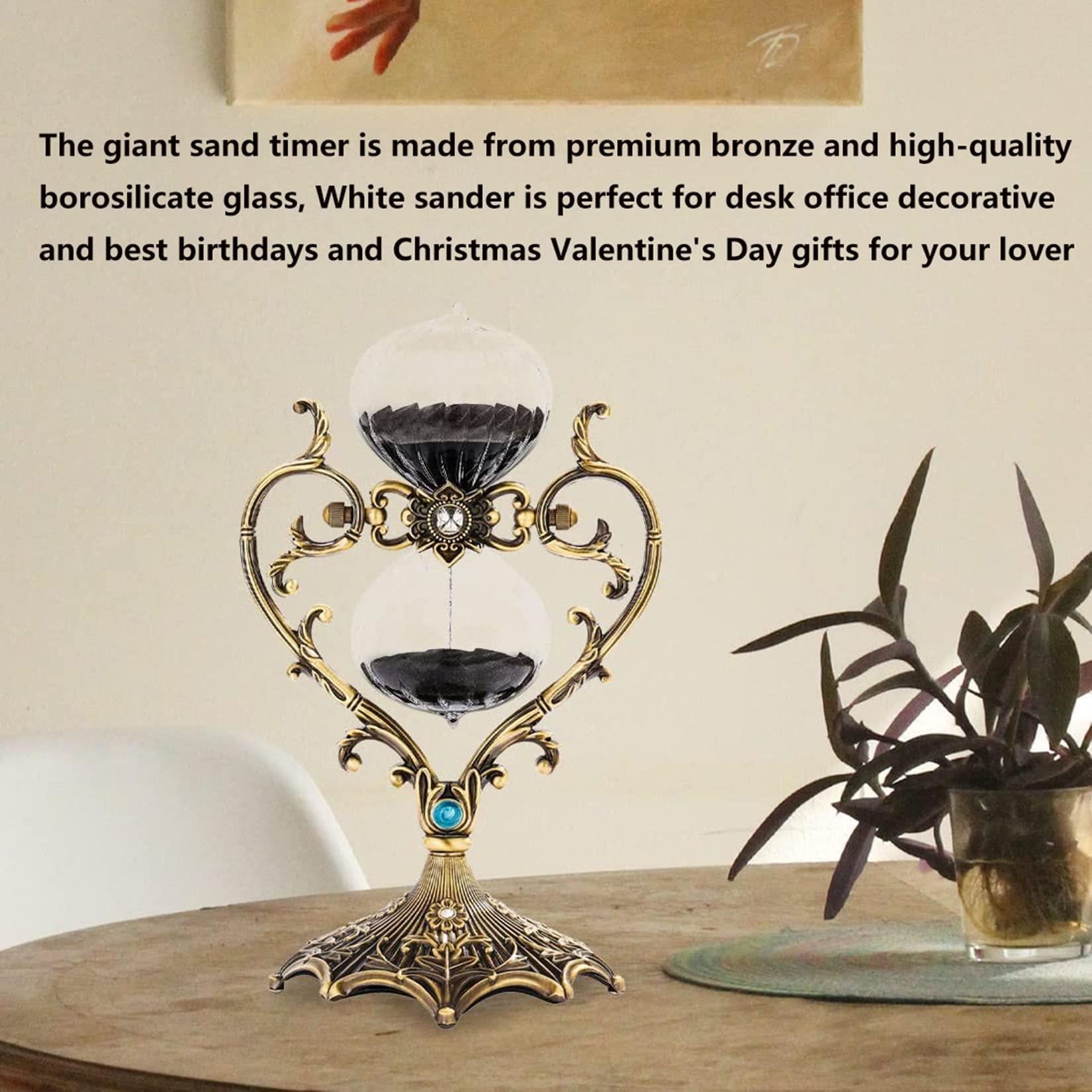 Jayiaine Hourglass Sand Timer 30/60 Minutes, Sand Clock Sand Watch Metal Rotating Sandglass Timer Sand for Christmas Gifts Wedding Home Desk Office Classroom Decor,Black 60min