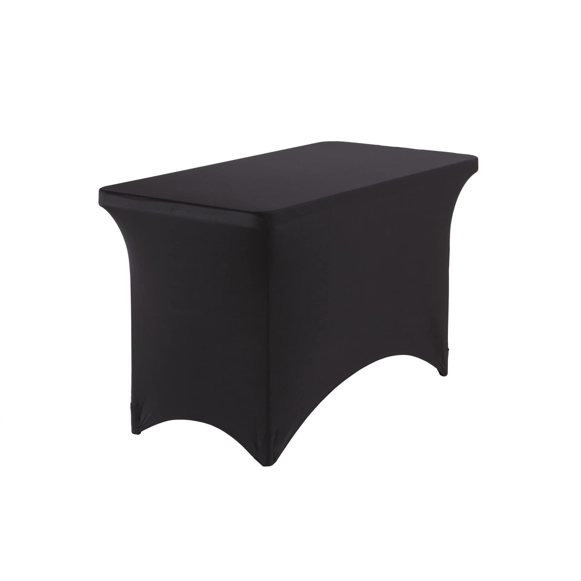 Iceberg Iceberg iGear Stretch Fabric Table Cover, Fits 4\' Table, Polyester/Spandex, Black, 24\" W x 48\" L