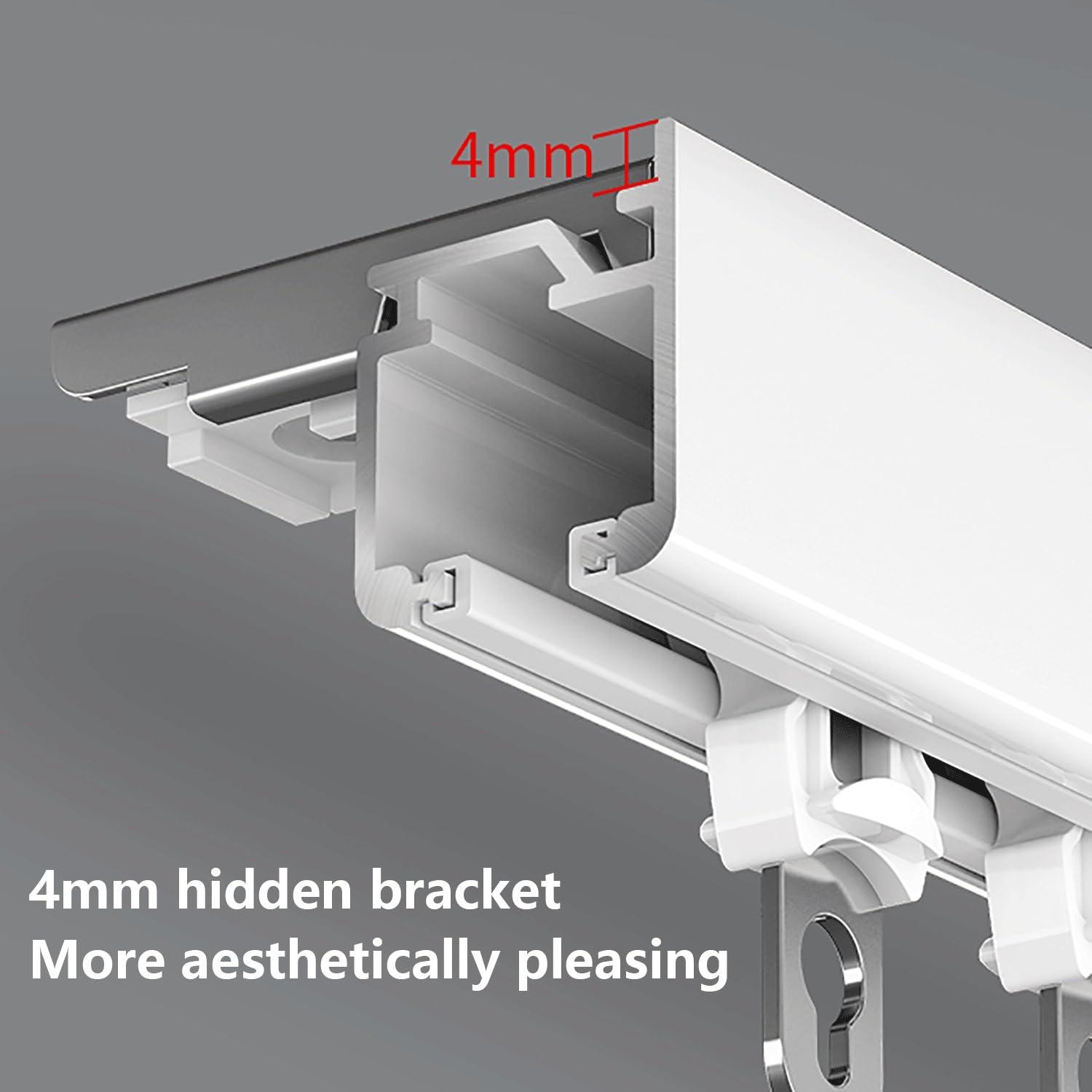 Bcofo Ceiling Curtain Track Set Black Wall Mount Curtain Rail Track System with Roller Hooks and Hardware Room Divider Curtain Rod or Wall with Rolling Hooks(White,2.2m(7.2ft))