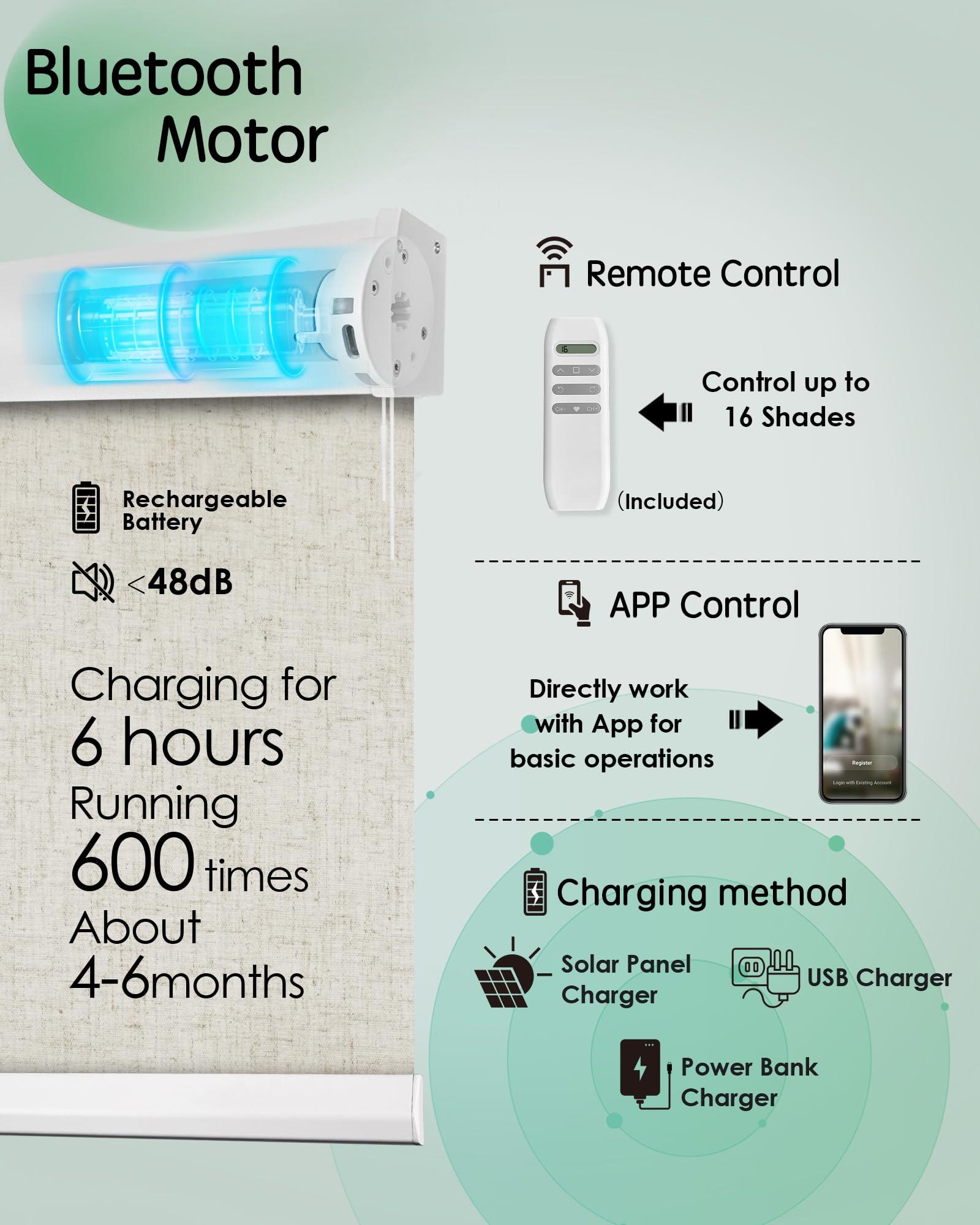 Yoolax Yoolax Motorized Blinds, Light Filtering Remote Shades for Indoor Windows, Cordless Automatic Roller Shades App Control for Bedroom Living Room Office (50% Shading Linen Beige, 22" W x 72" H)
