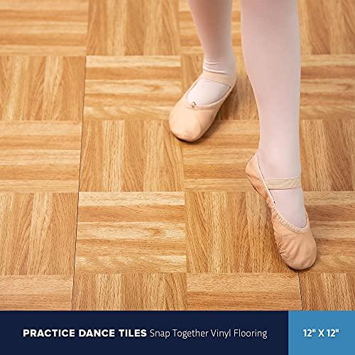 IncStores IncStores 3/8\" Thick Snap Together Dance Flooring Tiles | 12x12 Printed Vinyl Dance Floor Tiles for Practice & Performance | Oak | 1 Tile Pack
