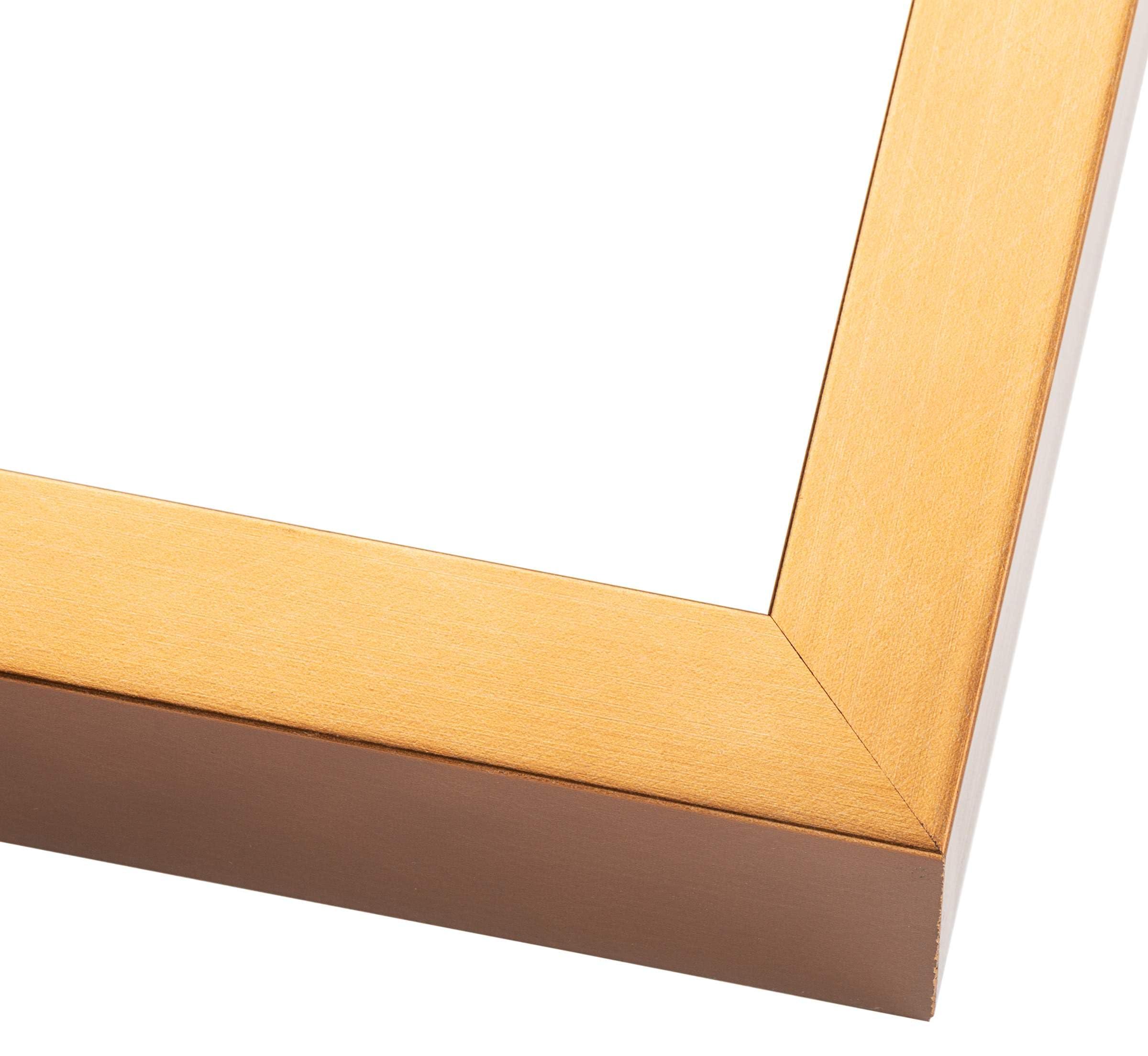 CustomPictureFrames.com 8x7 Shadow Box Gold Cross-Brushed Display Frame | 1.625 Inches Deep Solid Wood | UV Resistant Acrylic Plexiglass Front, Acid Free Backing and Hanging Hardware Included