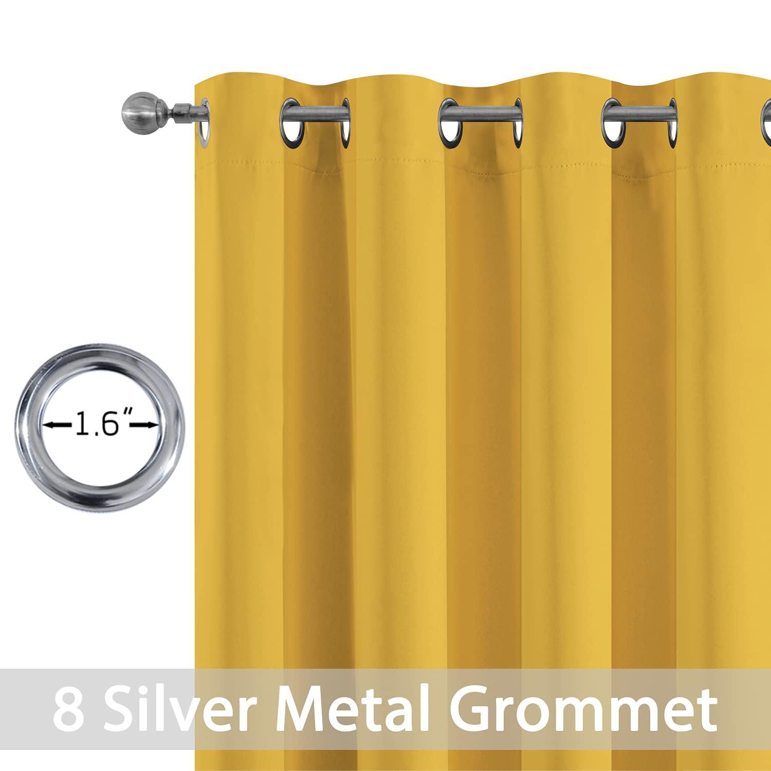 Yakamok Yakamok Mustard Yellow Room Darkening Grommet Window Drapes Thermal Insulated Light Blocking Blackout Curtains for Bedroom(52Wx84L,2 Panels)