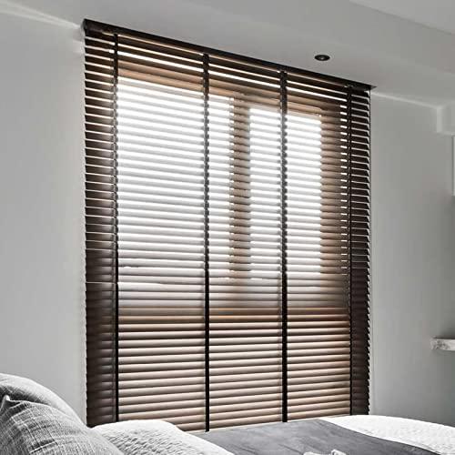 HWF Wooden Venetian Blinds with Tapes, 50mm Slats, 60cm/ 80cm/ 100cm/ 120cm/140cm Wide Window Horizontal Blinds for Bedroom/Kitchen/Office, Black Walnut (Size : 120x120cm(47.2"x47.2"))