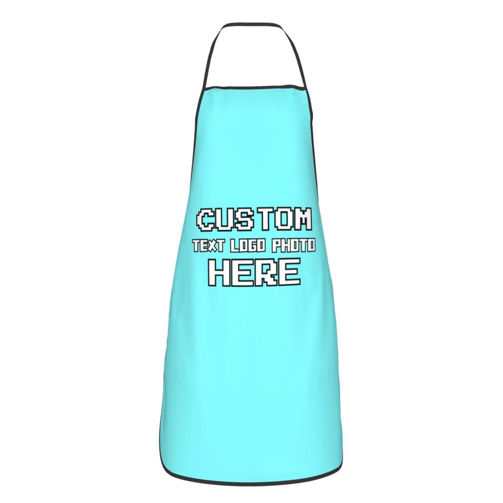Rziaespj Rziaespj Custom Apron Aprons for Men with Text Logo Photo Name Custom Aprons for Great Gifts Personalized Photos And Text for You Design Gift for Mom Cyan