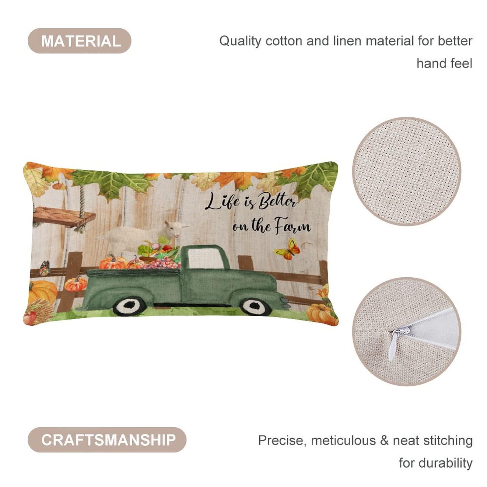 COVOME COVOME Life is Better on The Farm Body Pillow Cover Two-Side Printed 12x20 Inch Linen Aztec Toss Body Pillow Protector Sheep Goats Animal Painting Fall Bedding Throw Pillow for Bedroom Outside Bed