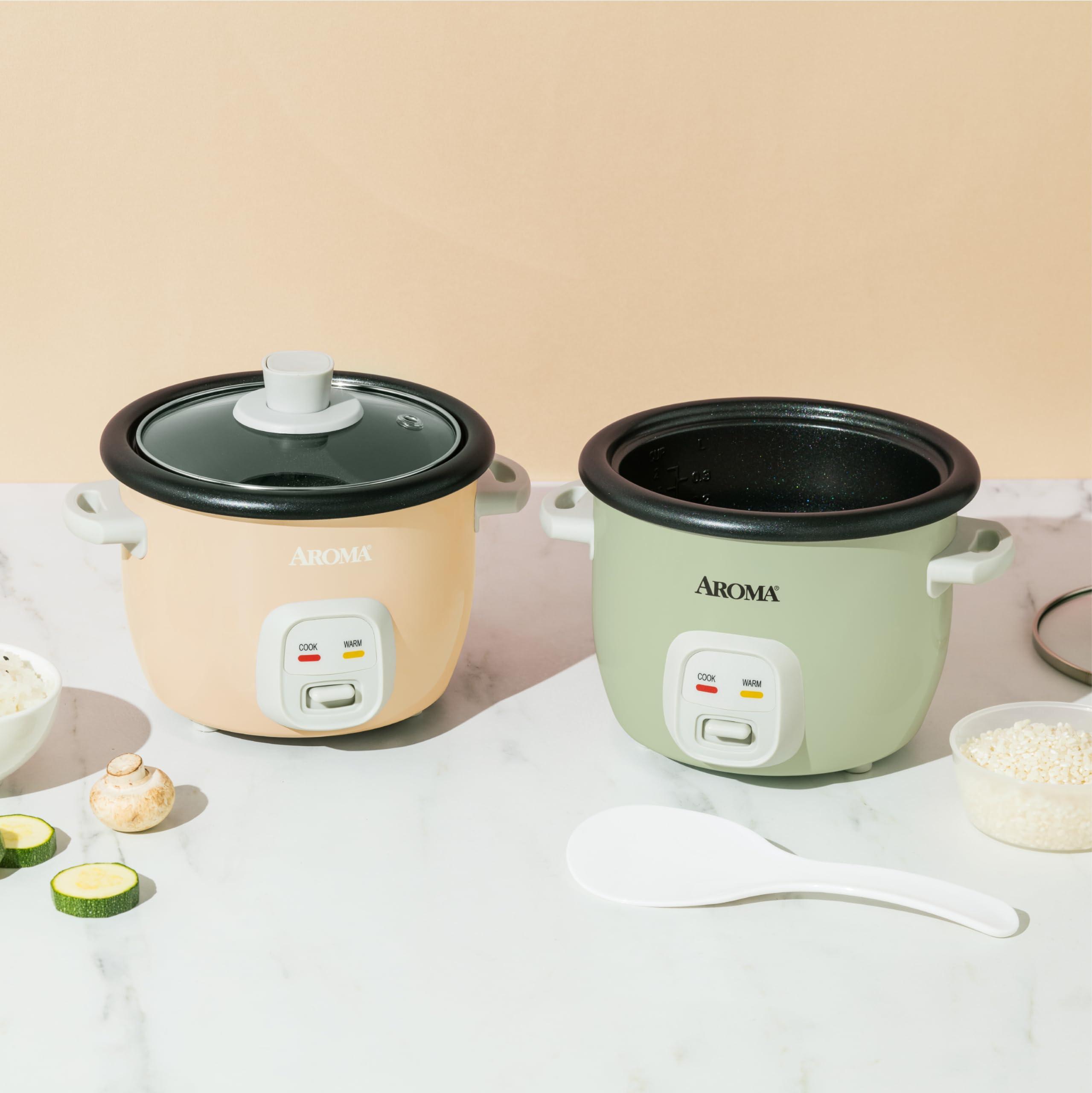 AROMA AROMA Mini Rice Cooker, 2-Cup (Uncooked) / 4-Cup (Cooked), Grain Cooker, Soup Maker, Oatmeal Cooker, Auto Keep Warm, 1 Qt, Light Green