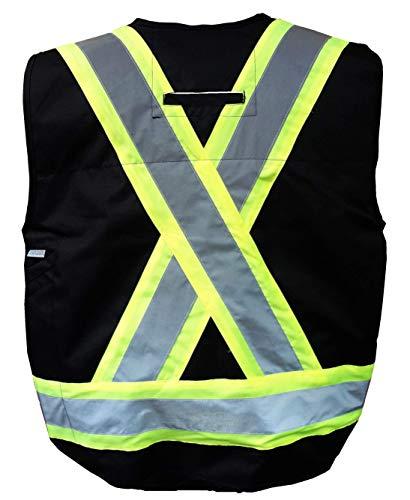 VIKING VIKING Men's Professional Journeyman FR Surveyor Safety Vest - Hi Vis Flame Retardant Ripstop Fabric, Black - Large
