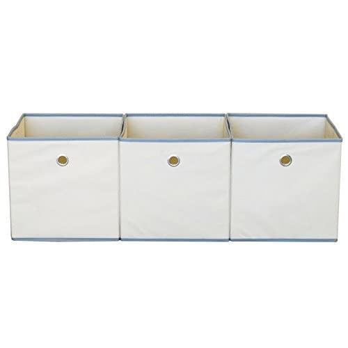 VidaNaticle VidaNaticle Large Storage Bins, Colonial Fabric Bin, Foldable Storage Boxes, Storage Baskets for Organizing, Shelves, Bedroom, Home, Office (11\"x11\"x11\", Beige, 3 Pack)
