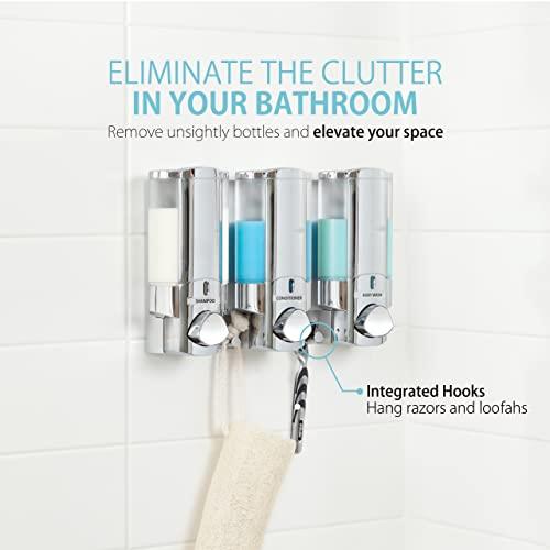 Better Living Better Living Products Aviva Shower Dispenser 3, Shampoo and Soap Dispenser, 3 x 11 fl. oz. Chrome, 11.2 x 3.5" x 7"