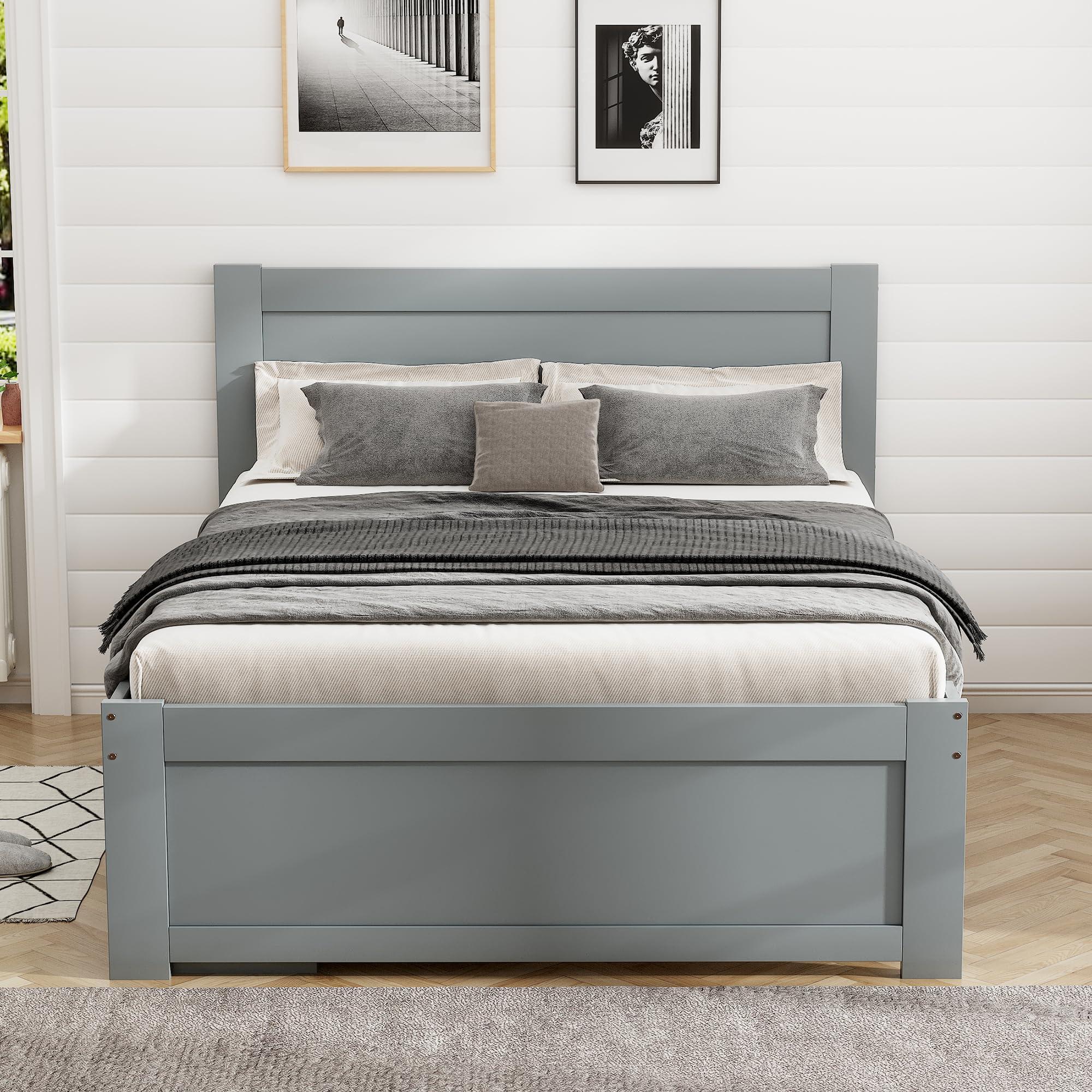 Harper & Bright Designs Harper & Bright Designs Twin Storage Bed Frame with Drawers,Wooden Twin Platform Bed with Storage & Headboard, Twin Size Bed with Drawer and Two Shelves, No Box Spring Needed, Gray
