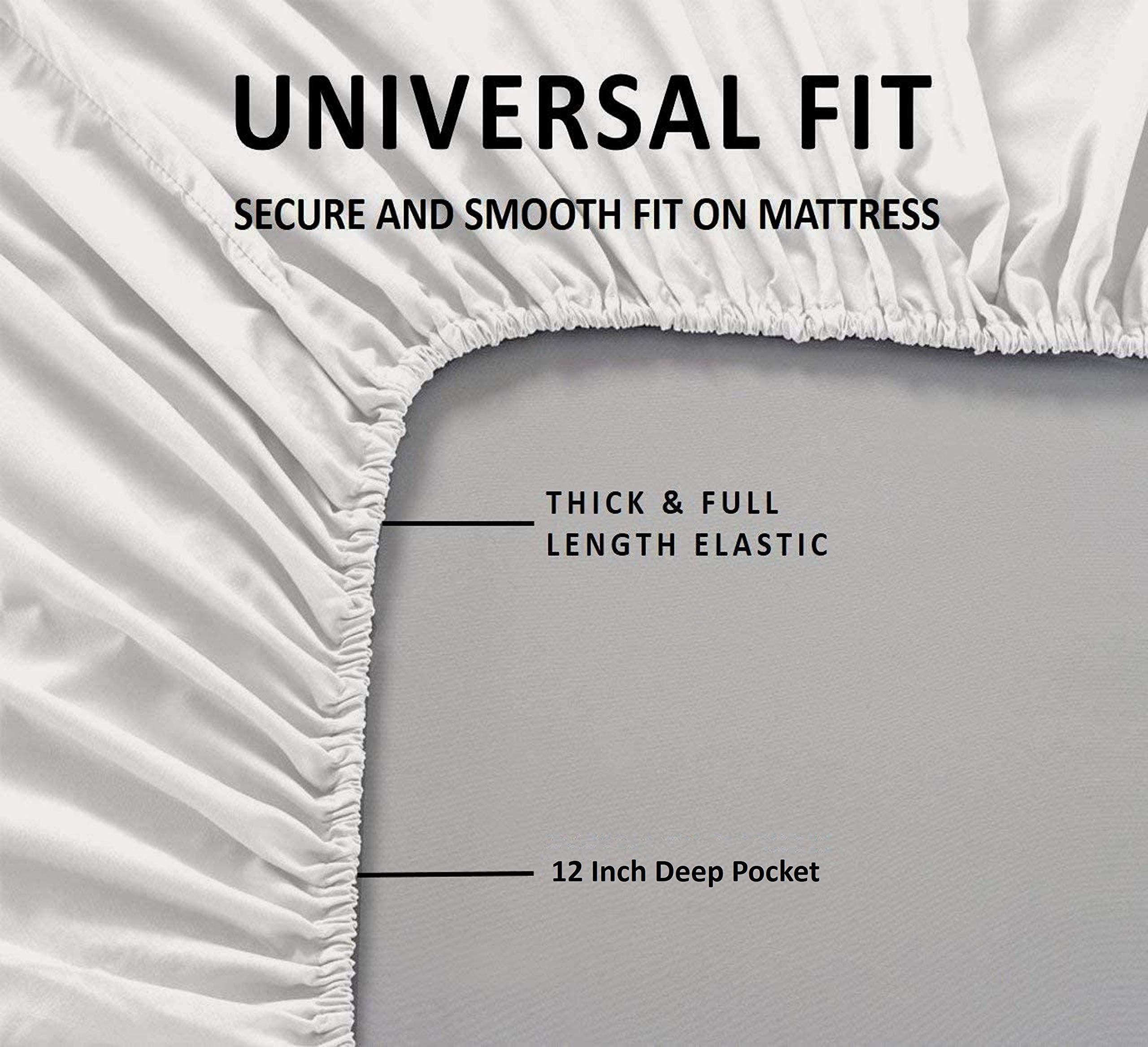 Lupsty My-100%-Certified-Giza-Cotton-Pillow-Sheet, Giza Egyptian Sheet Set Split King Size Size, Soft Sateen Weave, Breathable Fabric, Fits Upto 12-Inch Deep Pocket - Split King Size, Black