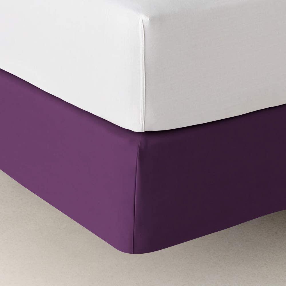 mFabrics mFabrics StretchWrap Box Spring Cover - 100% Egyptian Cotton, 1000 TC, Wrap Around 4 Sides Bed Skirt for Hotel & Home, Fits Box Springs up to 6 Inch - TwinXL, Plum