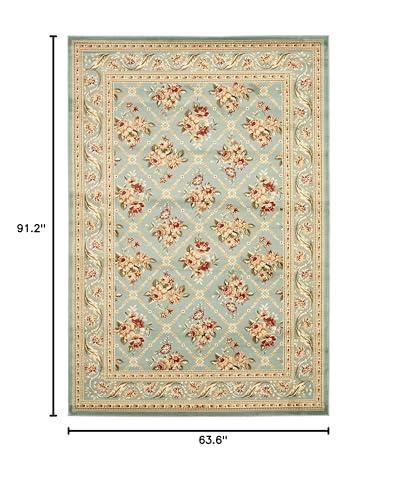 Safavieh SAFAVIEH Lyndhurst Collection Area Rug - 5'3" x 7'6", Blue & Blue, Traditional Floral Trellis Design, Non-Shedding & Easy Care, Ideal for High Traffic Areas in Living Room, Bedroom (LNH556-6565)