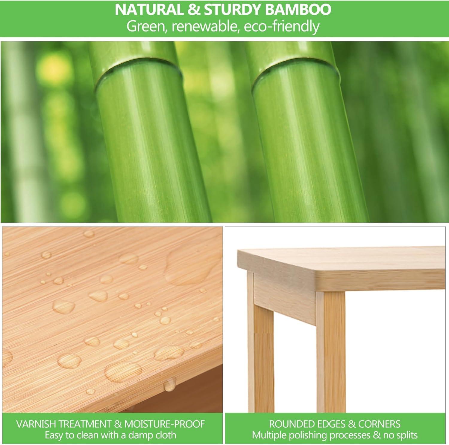 FoverOne FoverOne Bamboo Bathroom Storage Cabinet with 2 Doors, Bathroom Floor Freestanding Cabinets Organizer for Living Room, Kitchen, Entryway