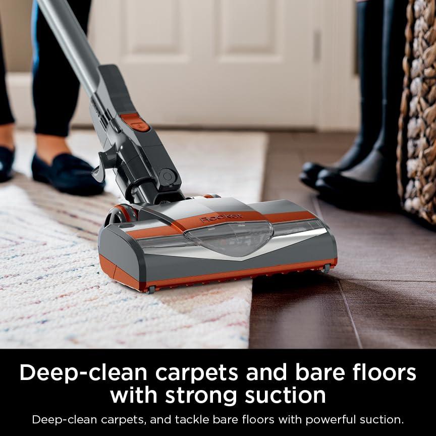 Shark Shark HV302 Rocket Pet Corded Stick Vacuum, Lightweight with Swivel Steering for Carpets & Hard Floors, Converts to Hand Vacuum, Includes Crevice Tool, Pet Multi-Tool & Precision Duster, Orange