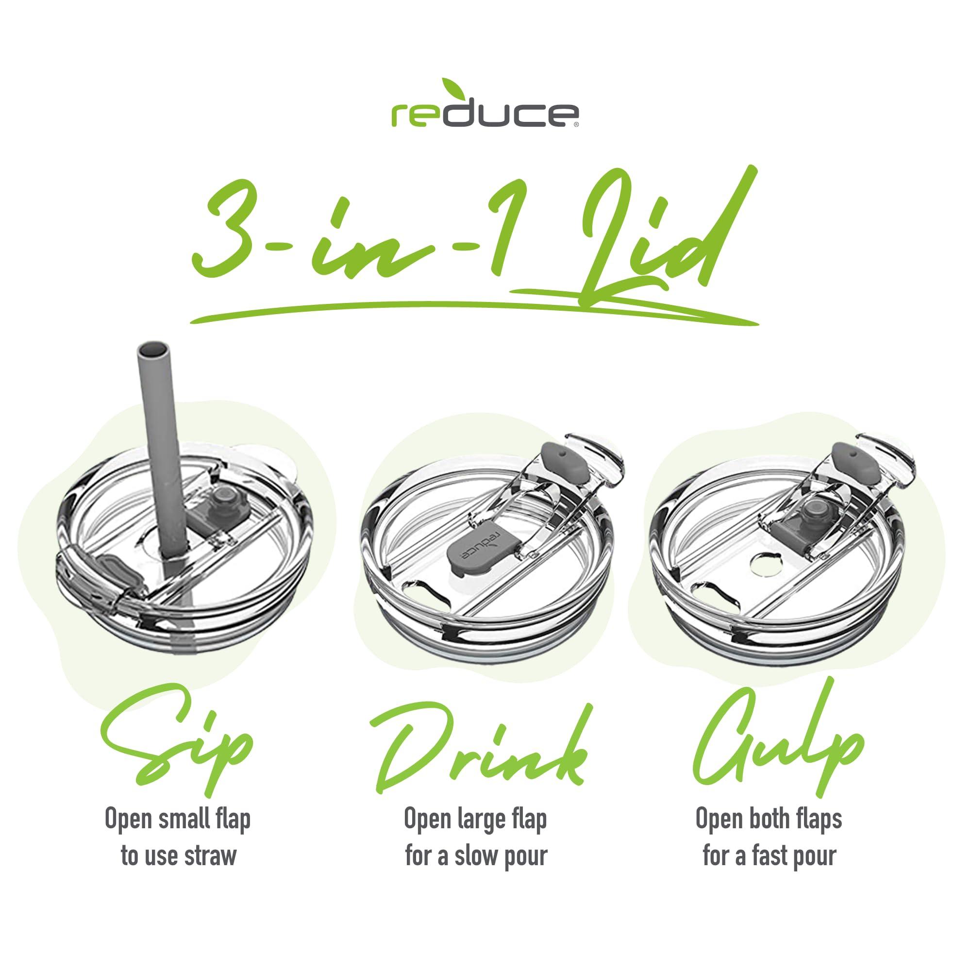 REDUCE REDUCE 14 Oz Coldee Kids Tumbler with Lid and Straw - Coldee Insulated Travel Mug - Spill-Proof, Sweatproof Stainless Steel, BPA-Free - Includes Handle, Reusable Silicone Straw - Rainbow Sky