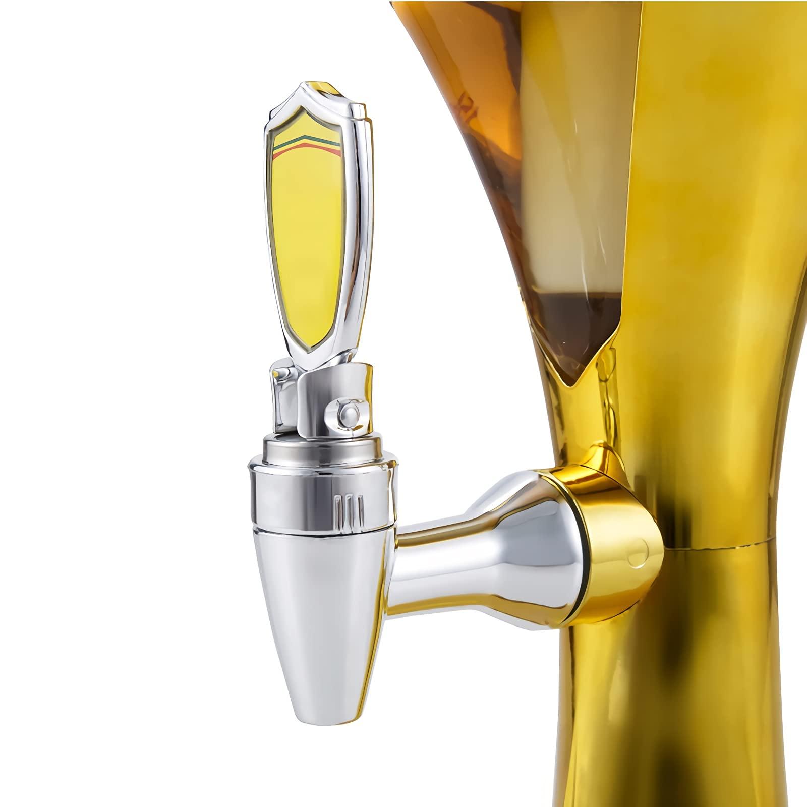 SERUMY Beer Tower Dispenser Spherical Beverage Dispenser, Beer Tower with Tap, Ice Tube and LED Lights, Iced Drink Tower, 1.5 L/ 3 L, Gold Beer Tower Drink (Size : 2L)