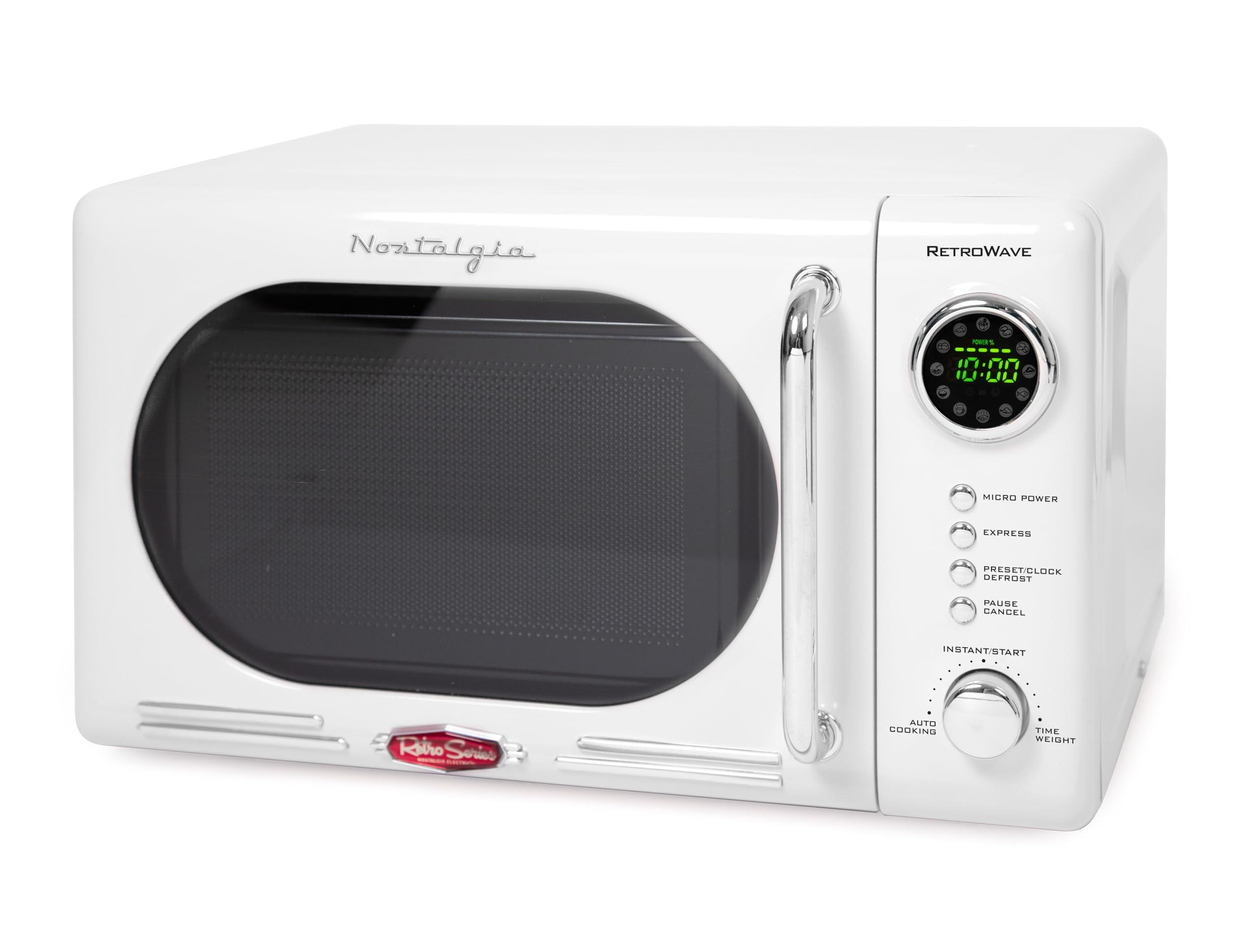 Nostalgia Nostalgia Retro Compact Countertop Microwave Oven - 0.7 Cu. Ft. - 700-Watts with LED Digital Display - Child Lock - Easy Clean Interior - White
