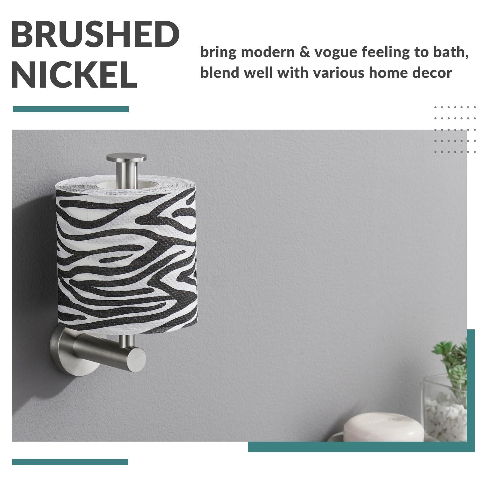 Aomasi Vertical Toilet Paper Holder, Aomasi SUS304 Stainless Steel Toilet Tissue Roll Hanger with Round Plate, Bathroom TP Roll Organizer, Wall Mounted, Brushed Nickel