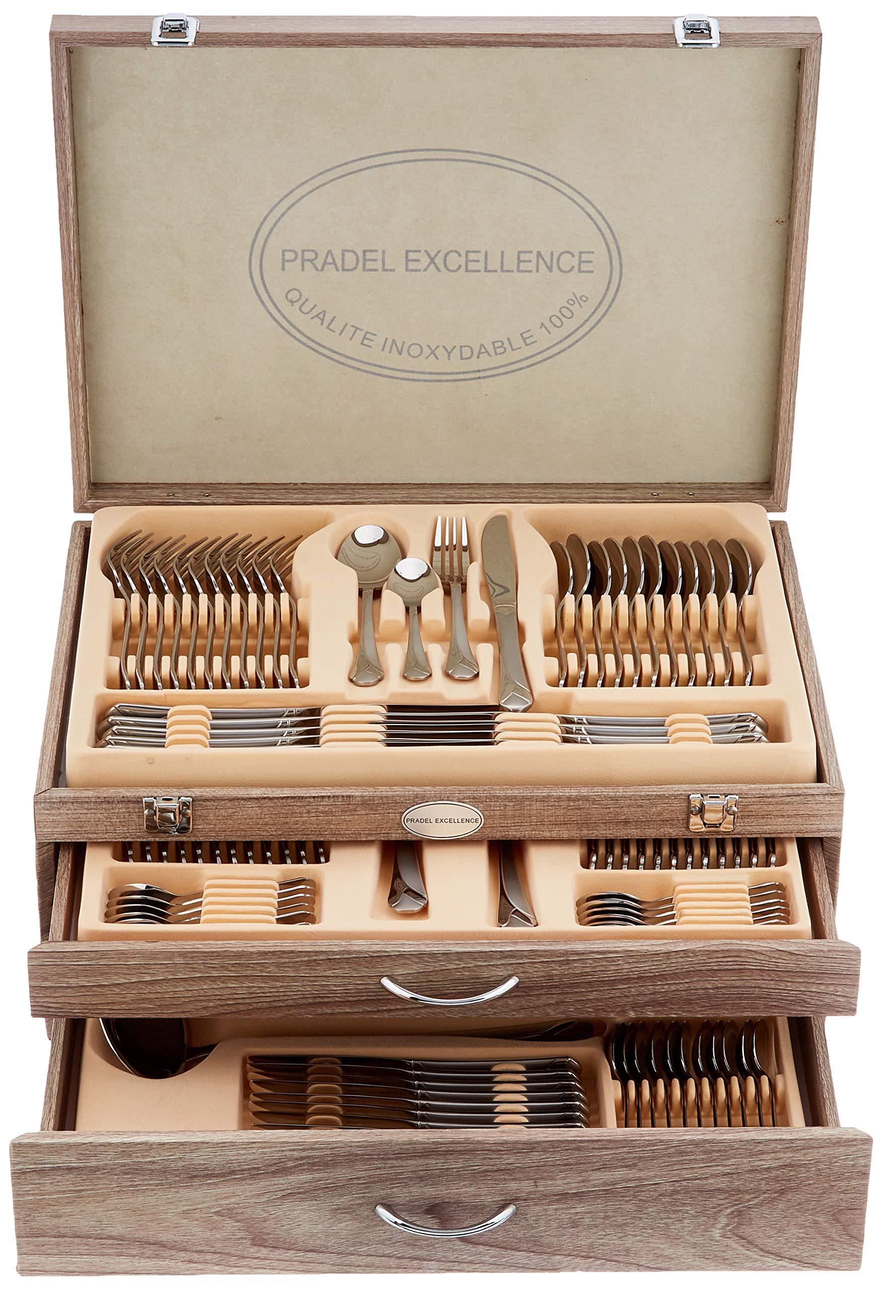 Pradel Excellence Pradel Excellence D635C-113 113-piece Ambiance Cutlery Set in a Wooden Box with 2 Drawers