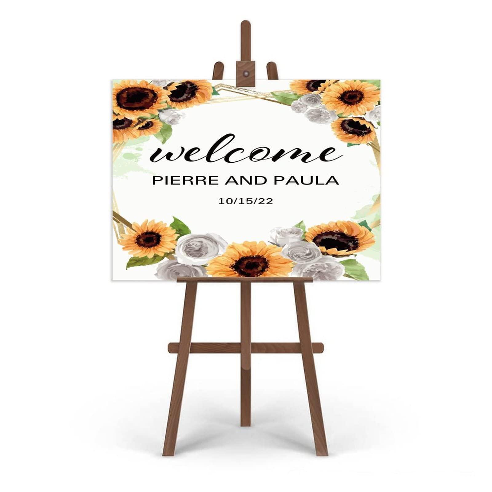 Autravelco Personalized Wedding Welcome Sign Welcome to The Wedding of Wood Wedding Sign Personalized Display Date & Couple Name Decor Wooden Sign Wedding Reception Poster for Ceremony Engagement Party 18x24