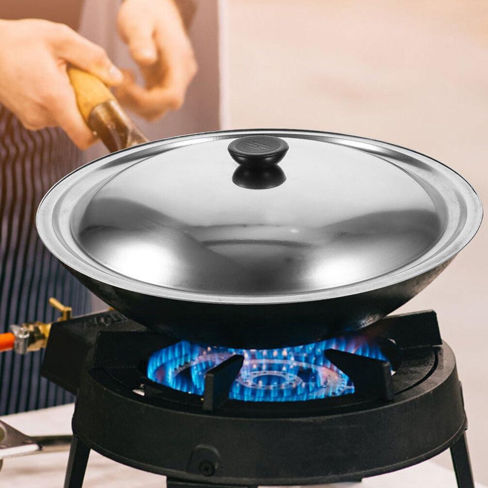 MAGICLULU MAGICLULU Wok Lid for Pots Pans, 32cm Stainless Steel Frying Pan Lid Replacement Round Cookware Lid Dome Pot Cover for Pots Fry Pan Skillet Pans Sliver