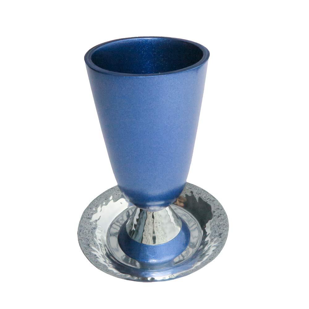 Emanuel EMANUEL Yair Kiddush Cup Anodized Blue Aluminum with Hammered Finish (CUK-4)