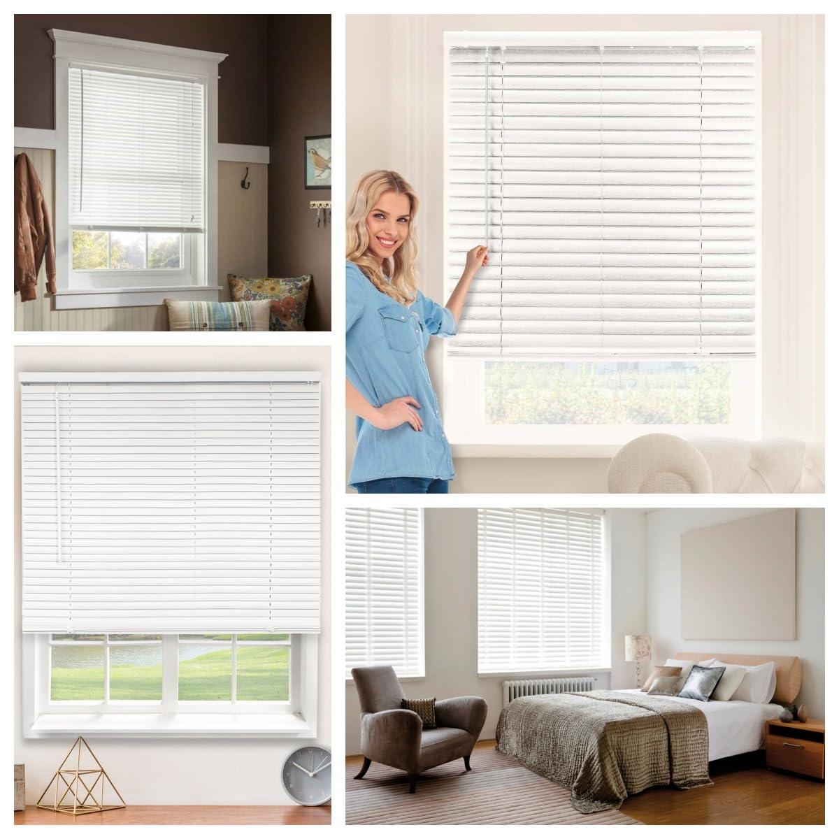 LOQPDNXN Vinyl Mini Blinds Custom Venetian Blinds for Windows Cordless Cordless Room Darkening Venetian Blind Window Blinds Blinds & Shades Mini Blinds.White.20Wx(12" H to 98" H Customizeize)
